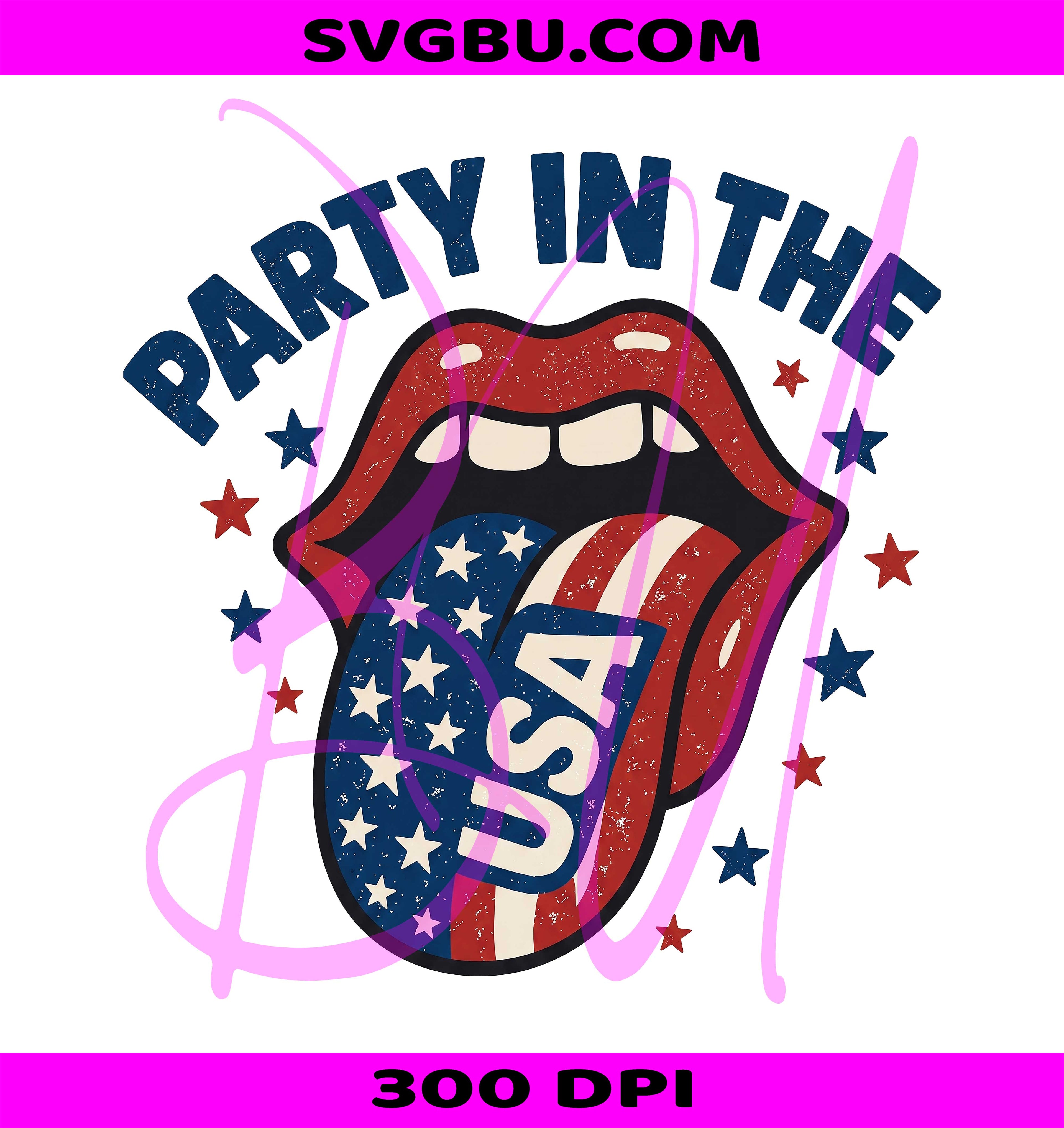 Party In The USA PNG, Patriotic Tongue Lips PNG, Rolling Stones USA Flag PNG