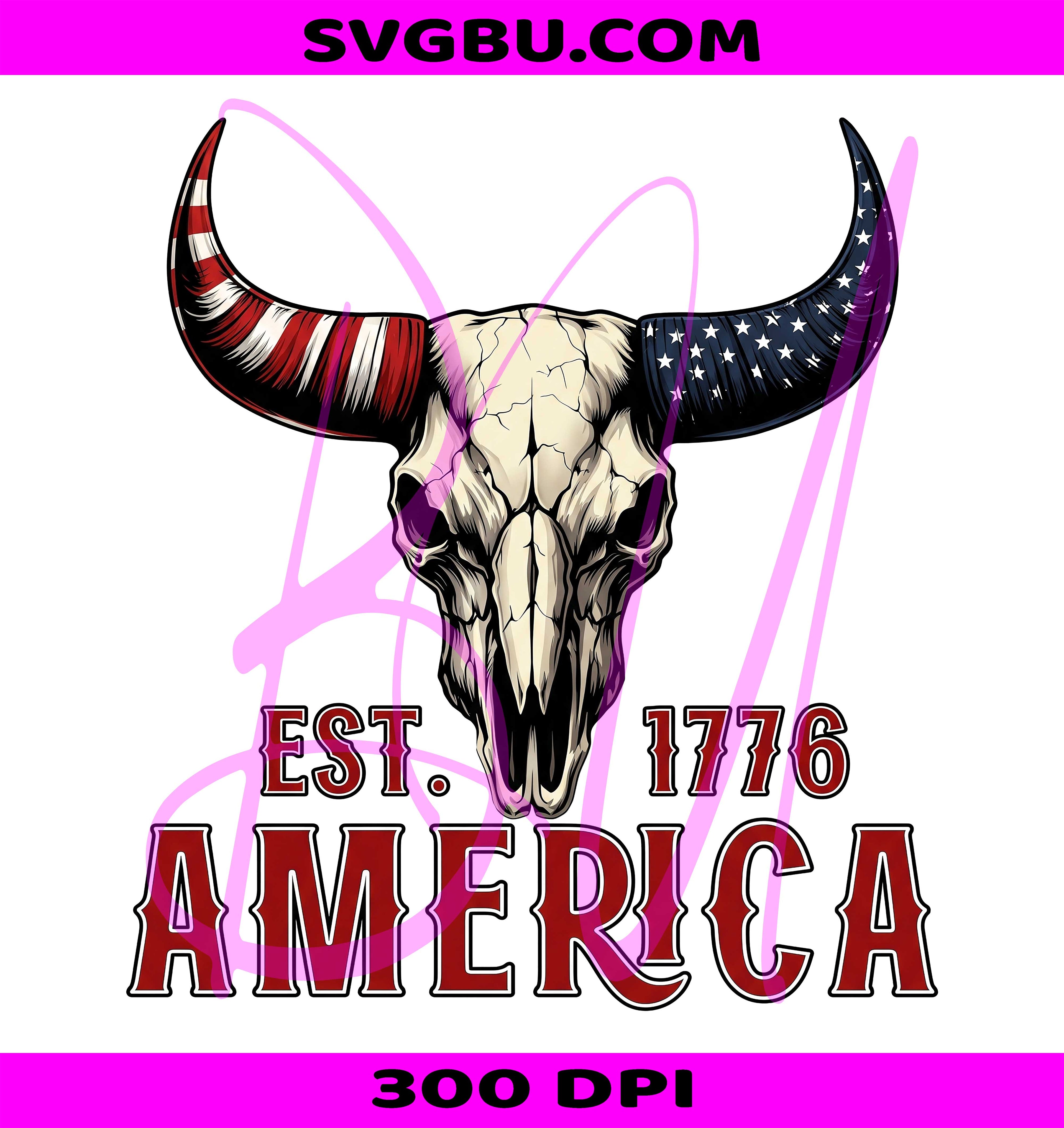 Grunge Bull Skull PNG, Western 4th Of July PNG, Patriotic Clipart PNG