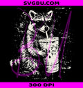 Funny Raccoon PNG, Iced Coffee Raccoon PNG, Trash Panda PNG