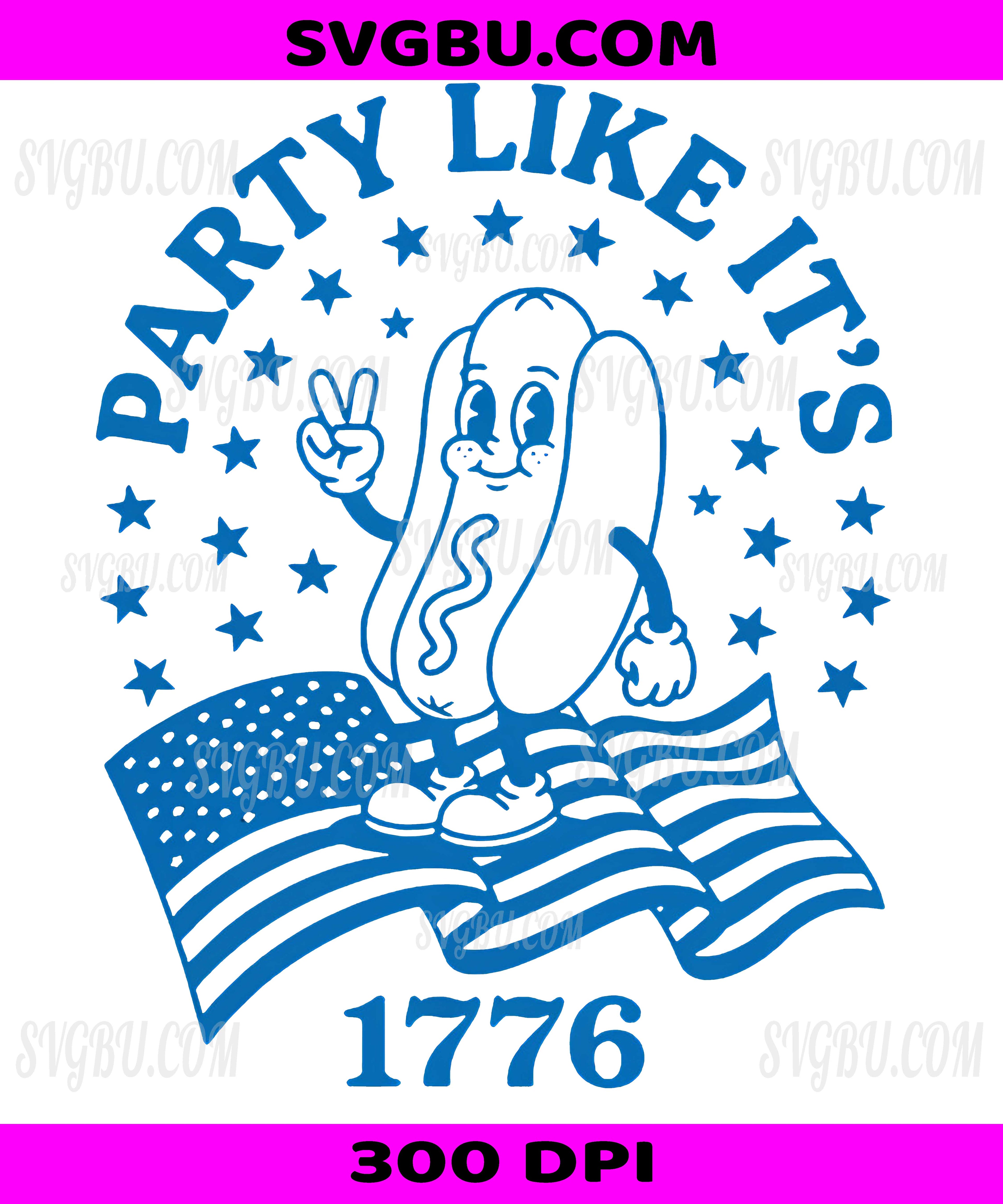 Party Like It's 1776, Funny Patriotic Hot Dog PNG, American Flag Peace Sign Design