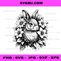Floral Rabbit PNG, Cute Bunny with Flowers PNG Clipart