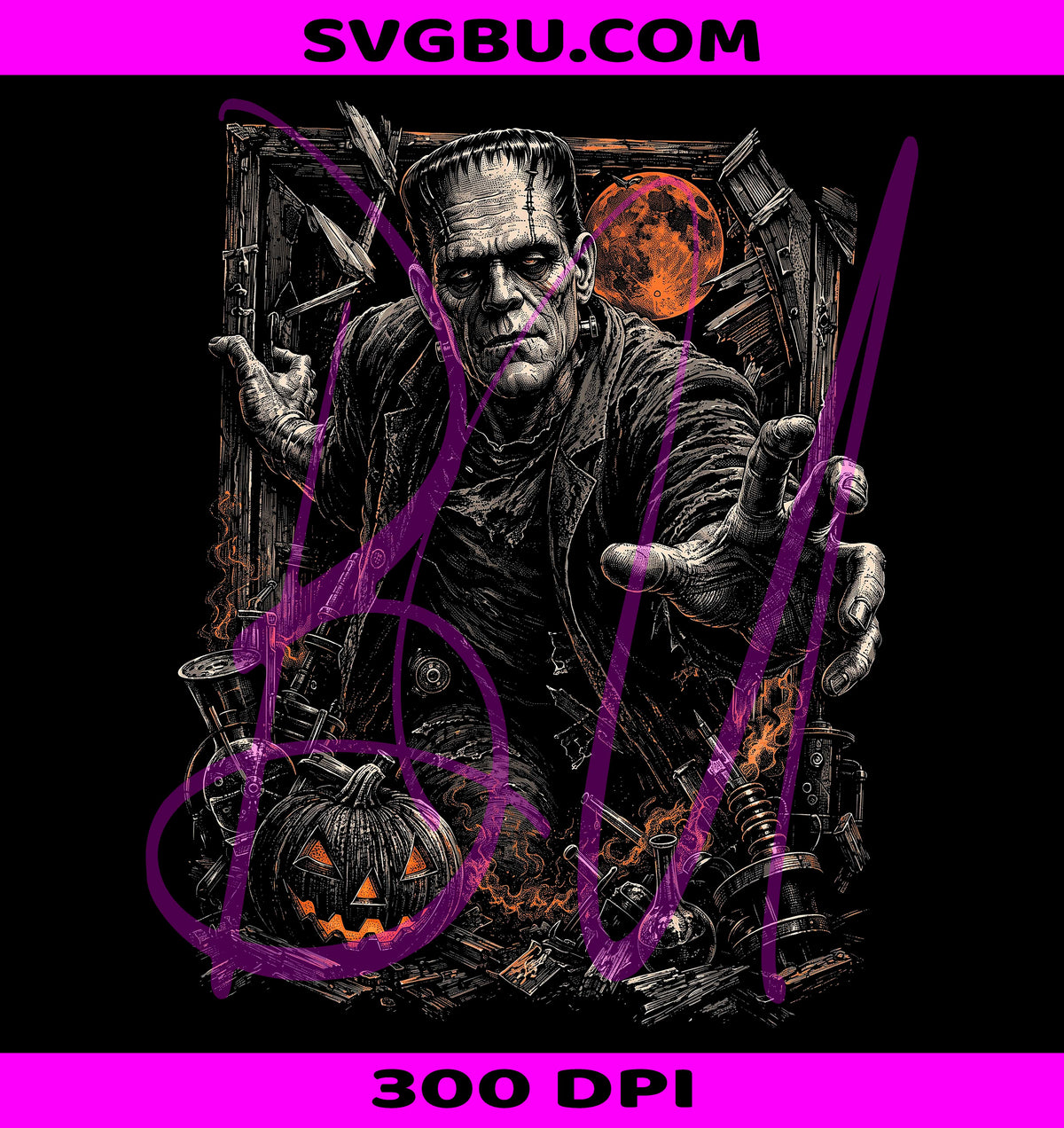 Classic Halloween Monsters PNG Vintage Horror PNG Spooky Halftone PNG