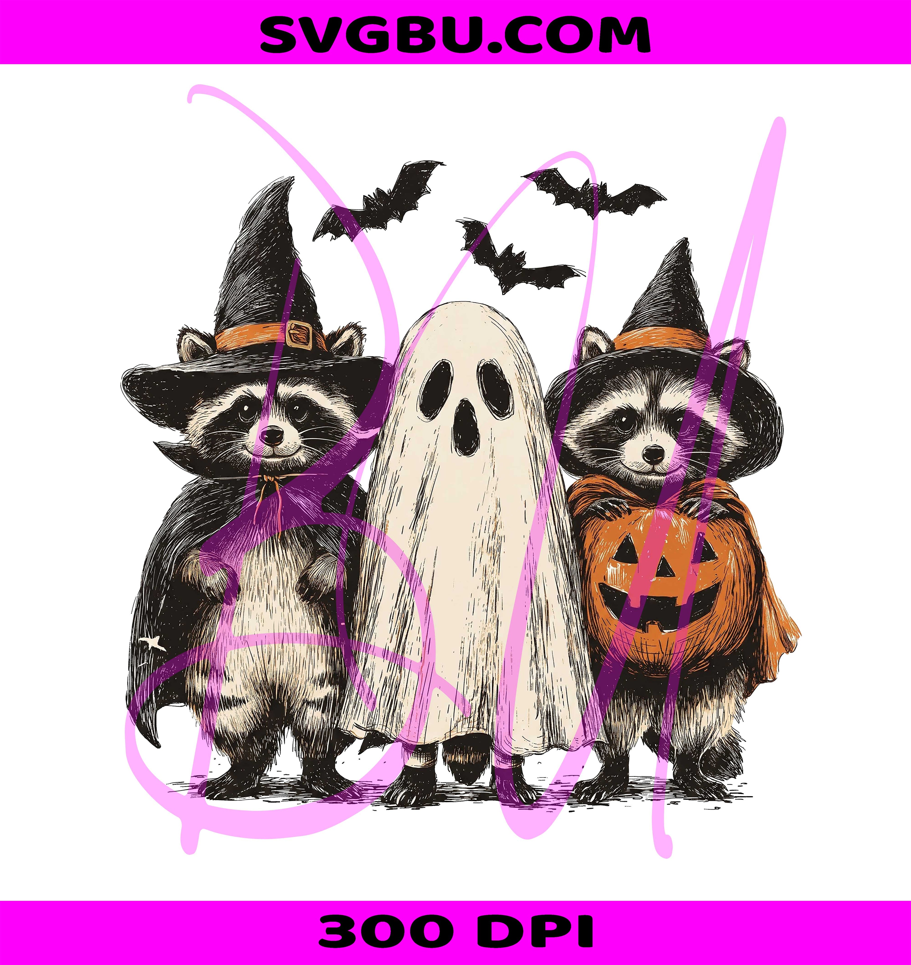 Boo Ghost Raccoon PNG, Halloween Raccoon PNG, Pumpkin Raccoon PNG