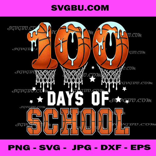 100 Days Of School PNG, Basketball Lover PNG, Baller Student Art PNG