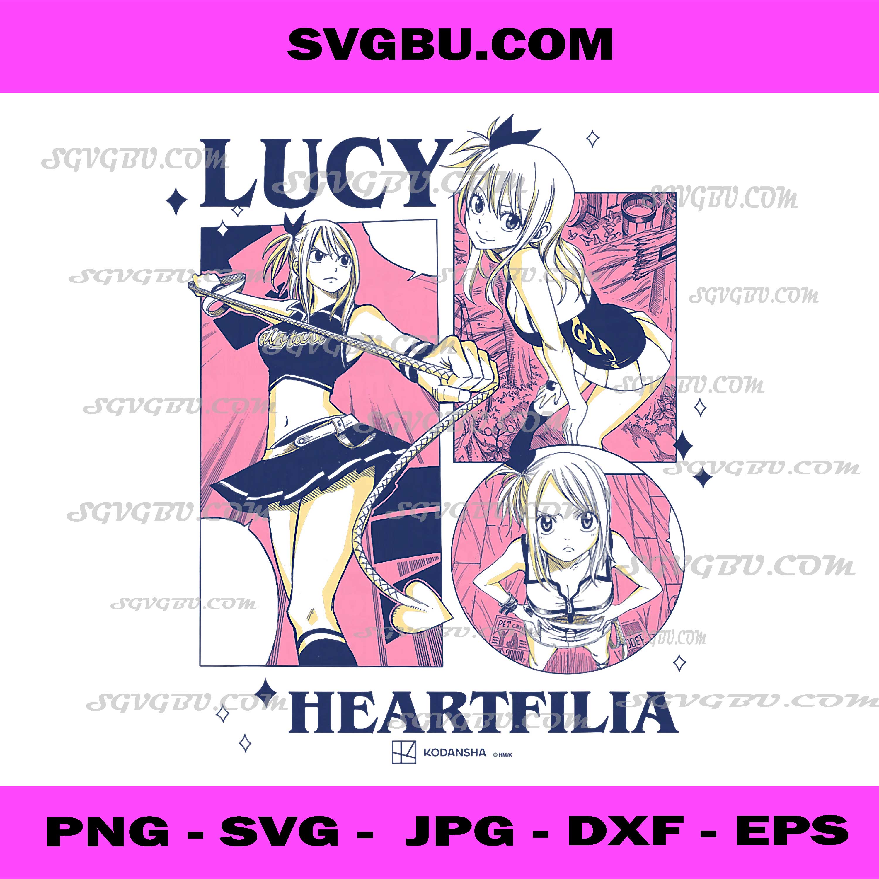 Fairy Tail Lucy Heartfilia Multi Pose Distressed Showcase PNG