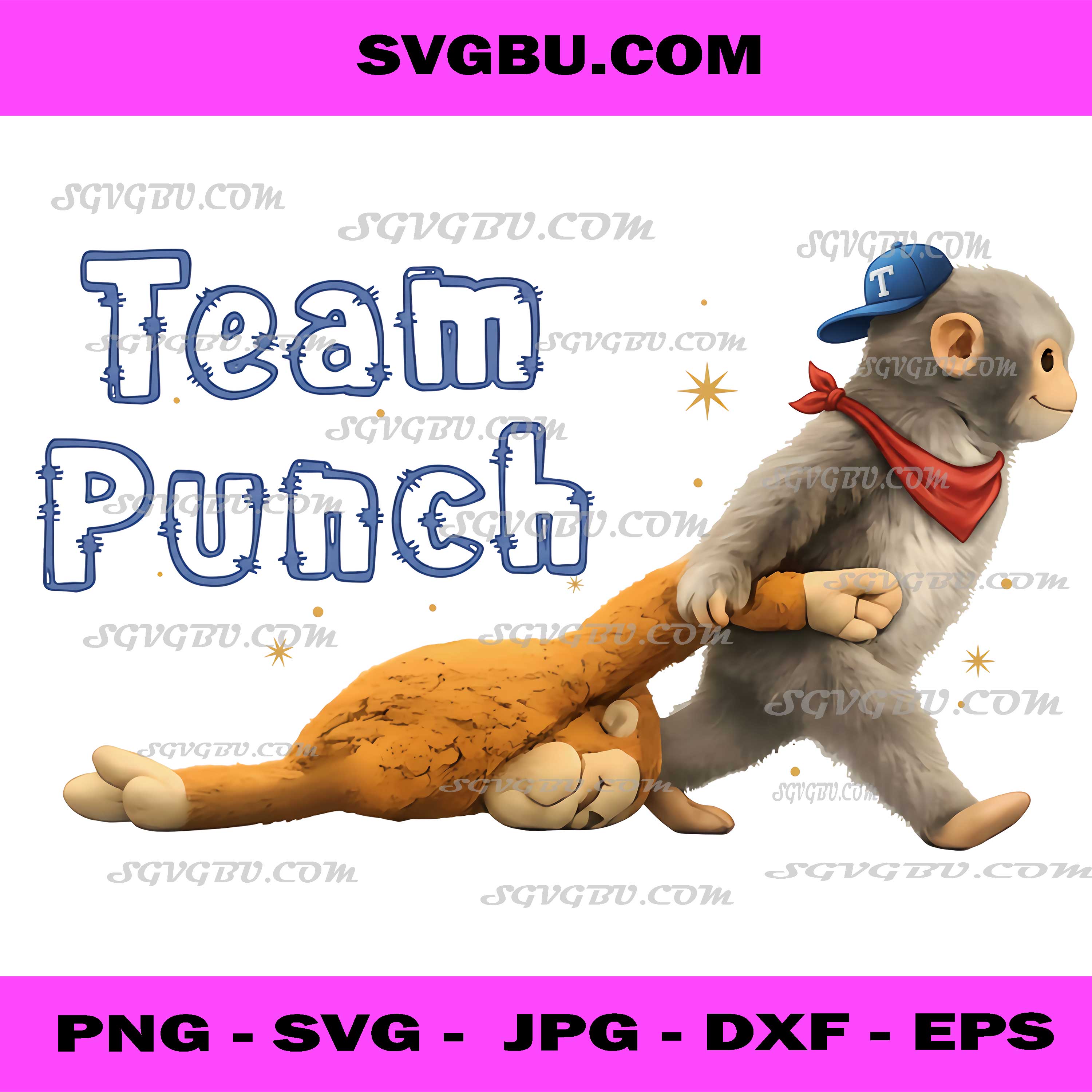 Team Punch, Funny Monkey Dragging Friend Character PNG