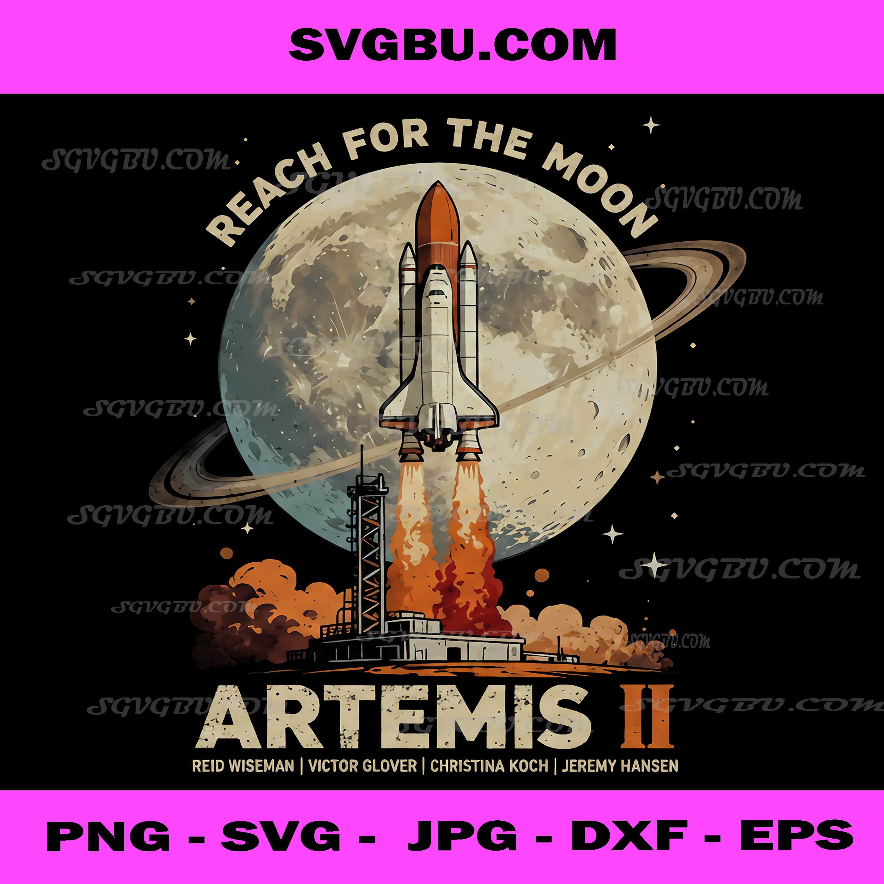Reach for the Moon Artemis II PNG, NASA Astronaut Crew Space Design