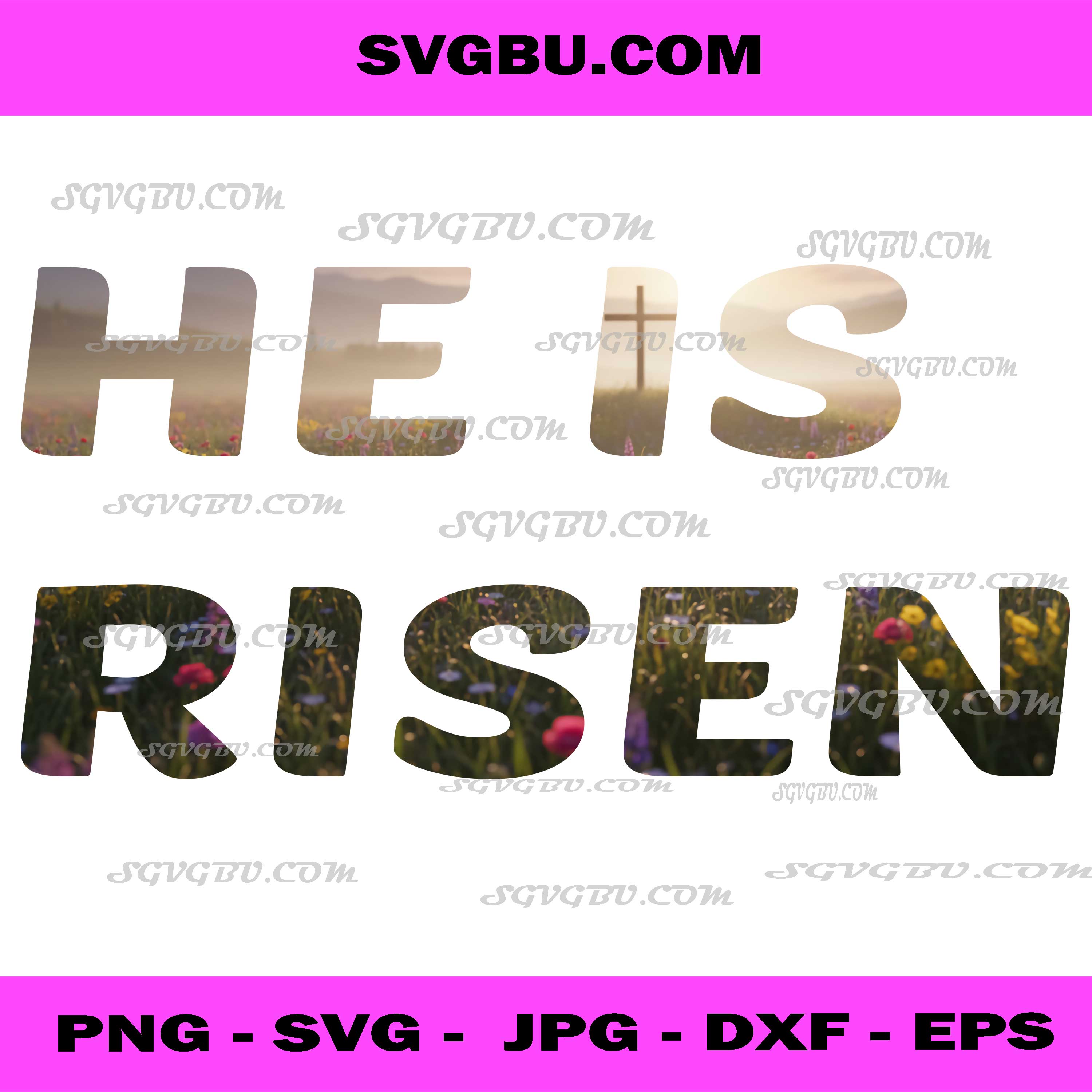 He Is Risen Easter Cross Nature PNG, Christian Religious Vector PNG