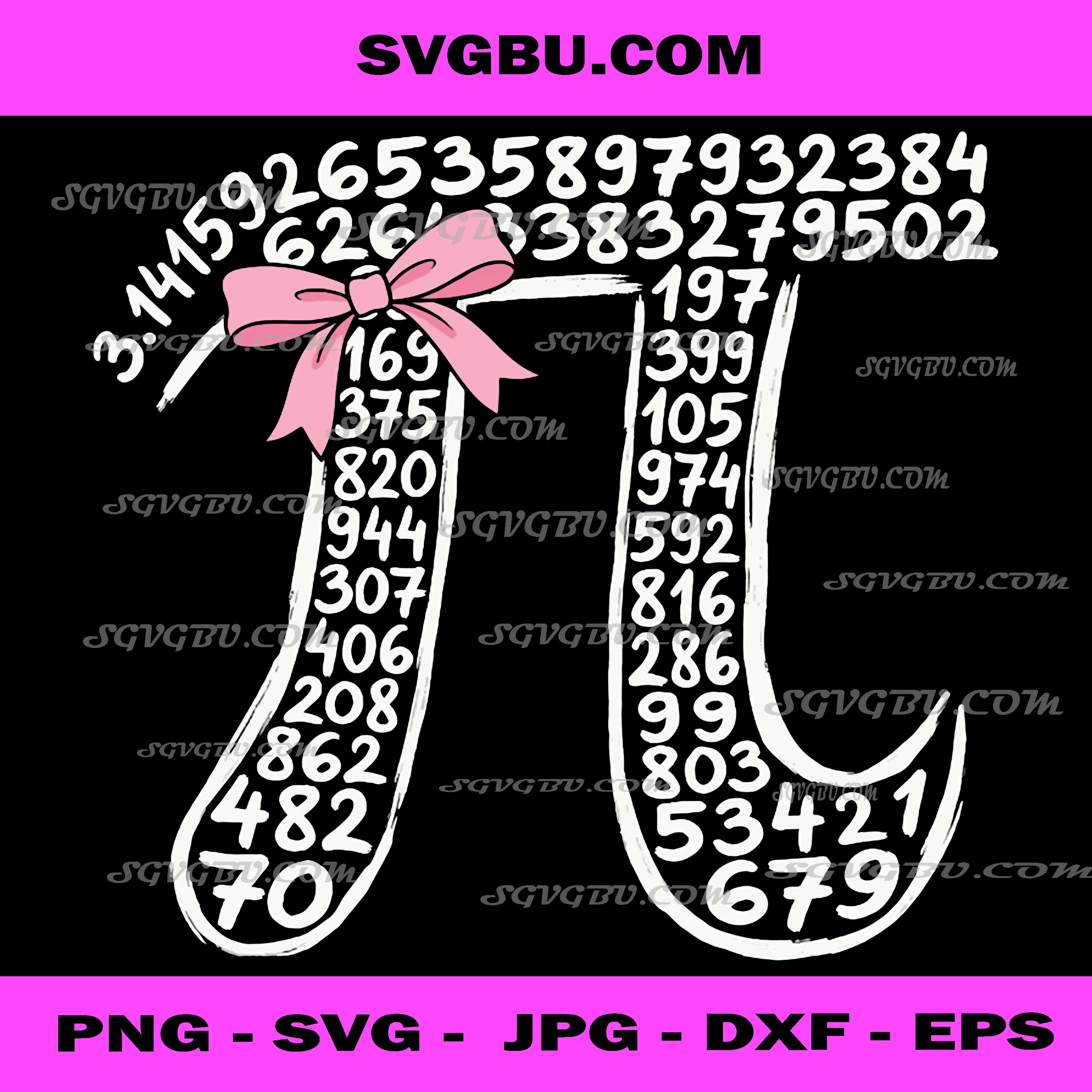 3.14 Digits of Pi Day Women Nerdy Girls Bow PNG, Math Lover PNG