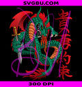Mystical Fire Breathing Dragon PNG, Women Japanese Kanji Art PNG