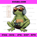Gamer Frog PNG, Retro Japanese Frog PNG, Gaming Frog Mascot Art PNG
