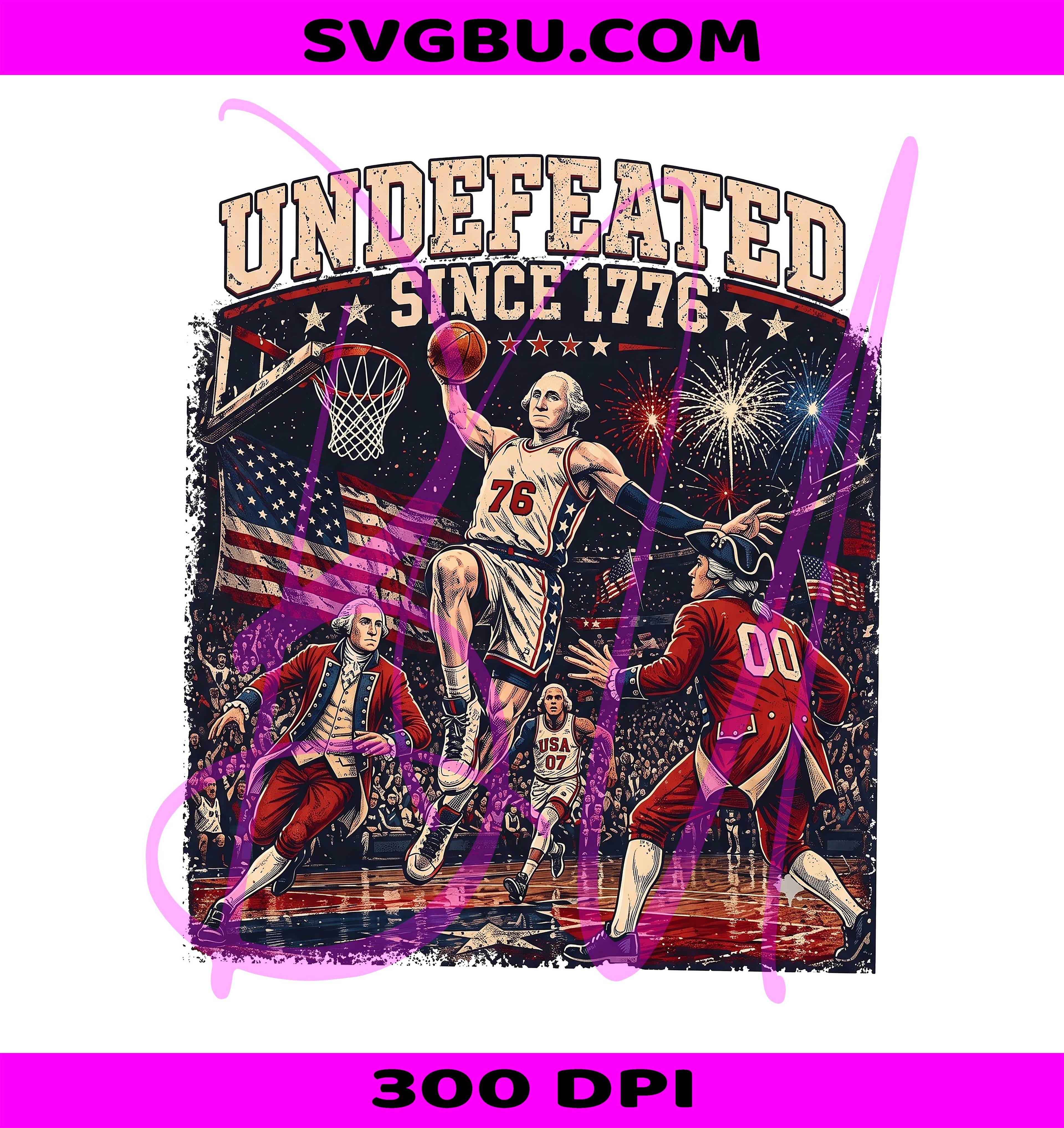 George Washington PNG, Undefeated Since 1776 PNG, Patriotic Basketball PNG
