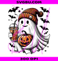 Ghost With Pumpkins PNG, Bats Halloween PNG, Spooky Graphic PNG