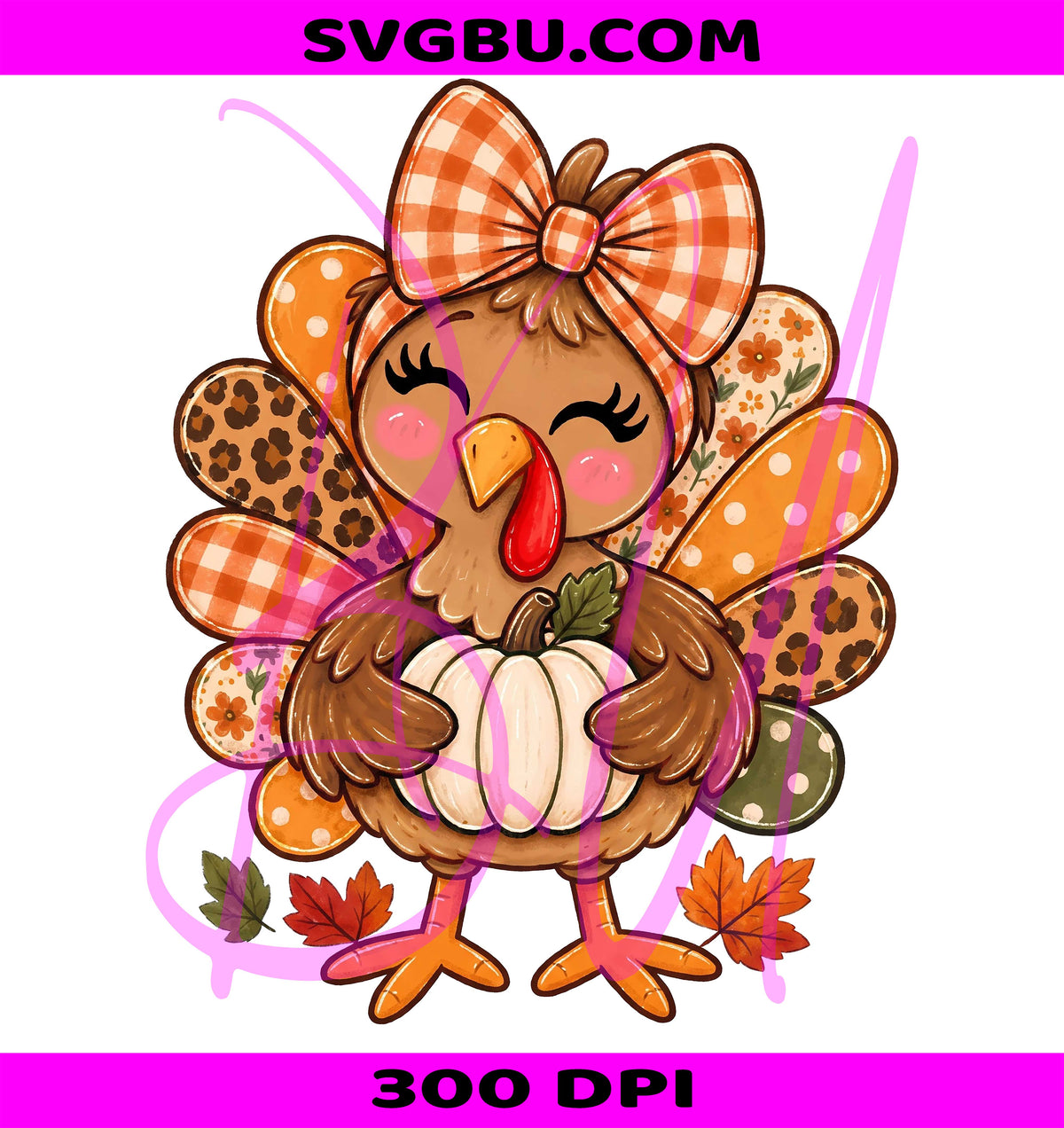 Girl Turkey PNG, Cute Fall PNG, Thanksgiving Design PNG