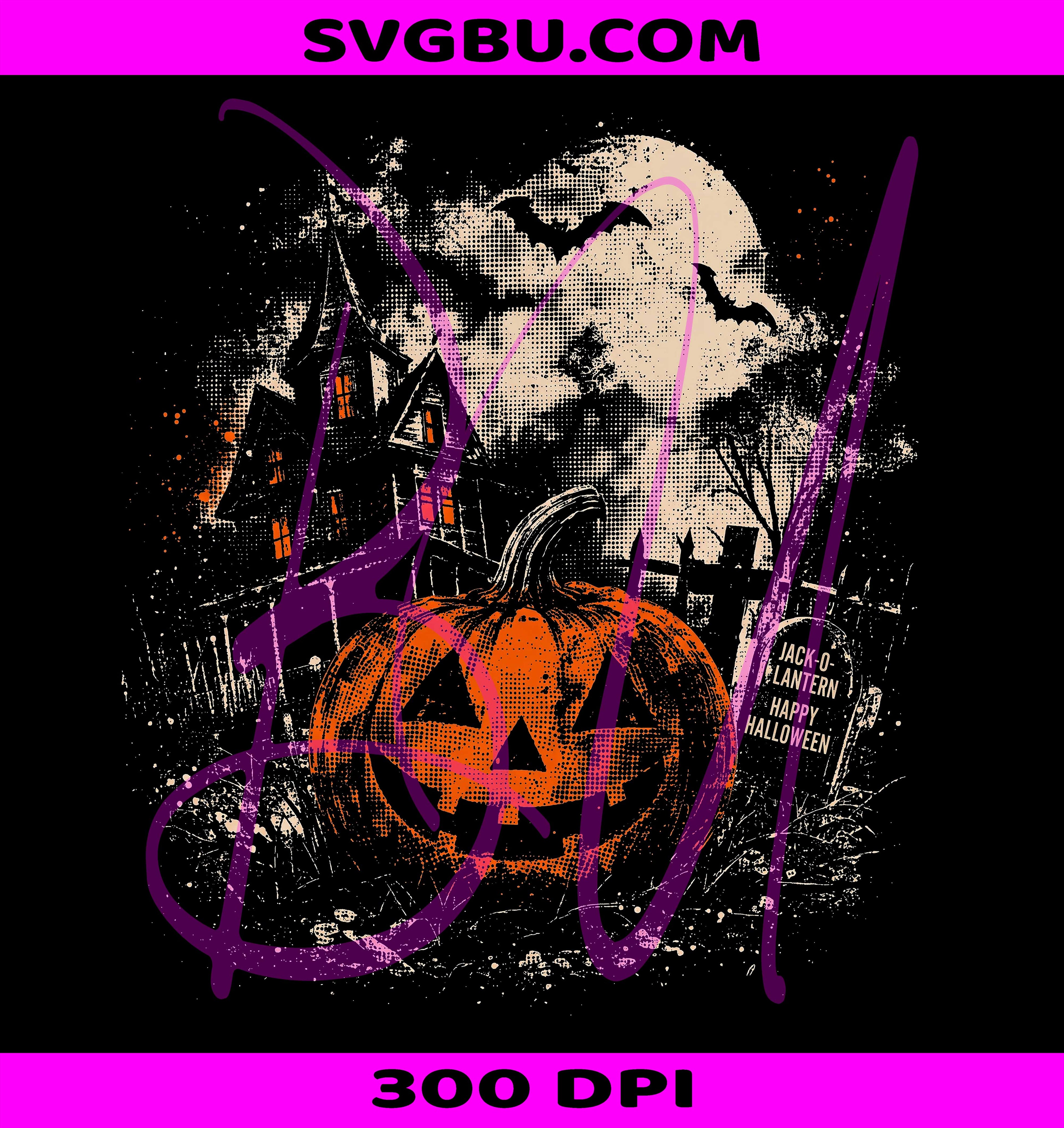Jack O Lantern PNG, Haunted House Pumpkin PNG, Spooky Season Moon PNG