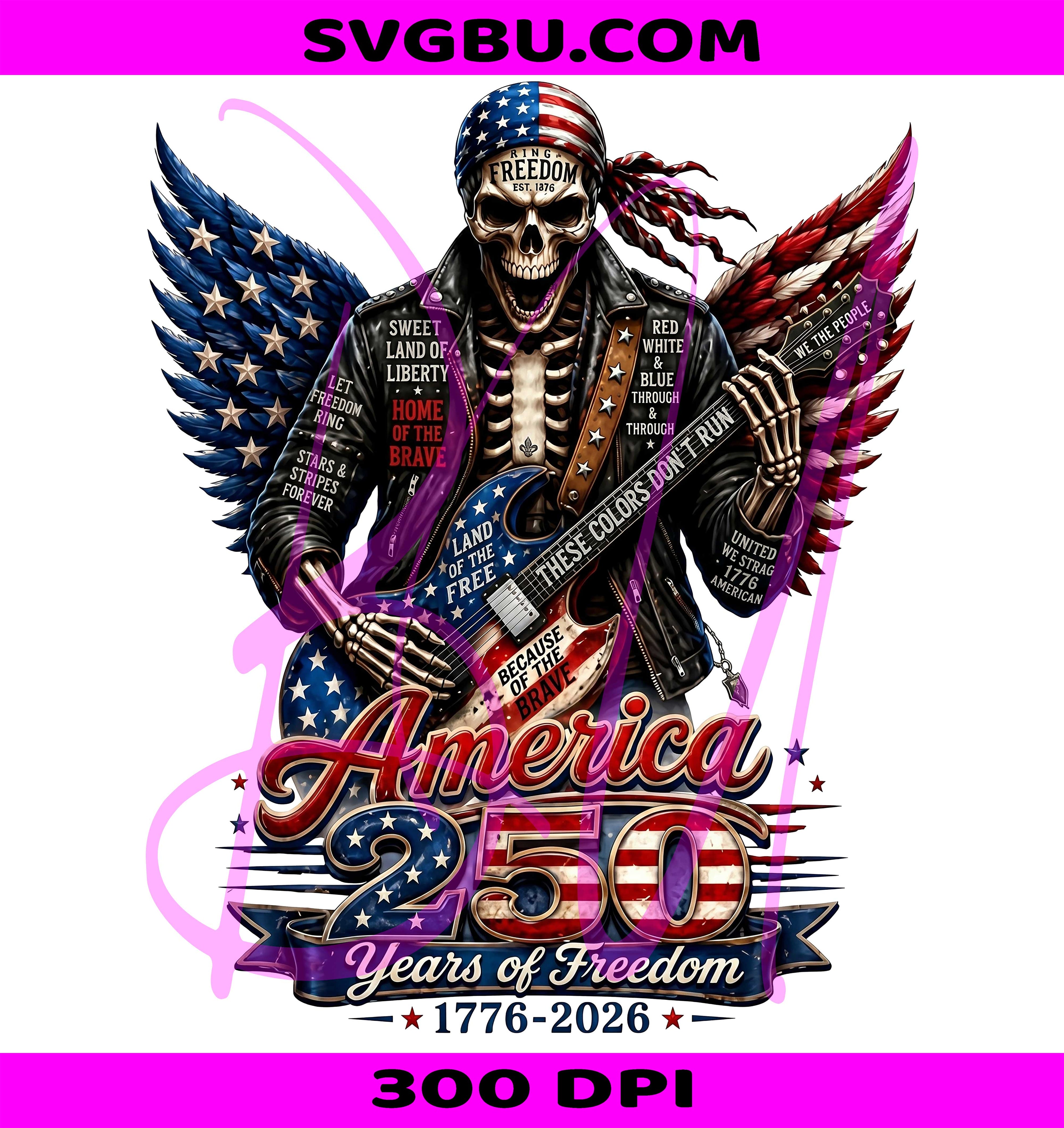 Patriotic Skeleton Guitar PNG,  America 250 Anniversary PNG