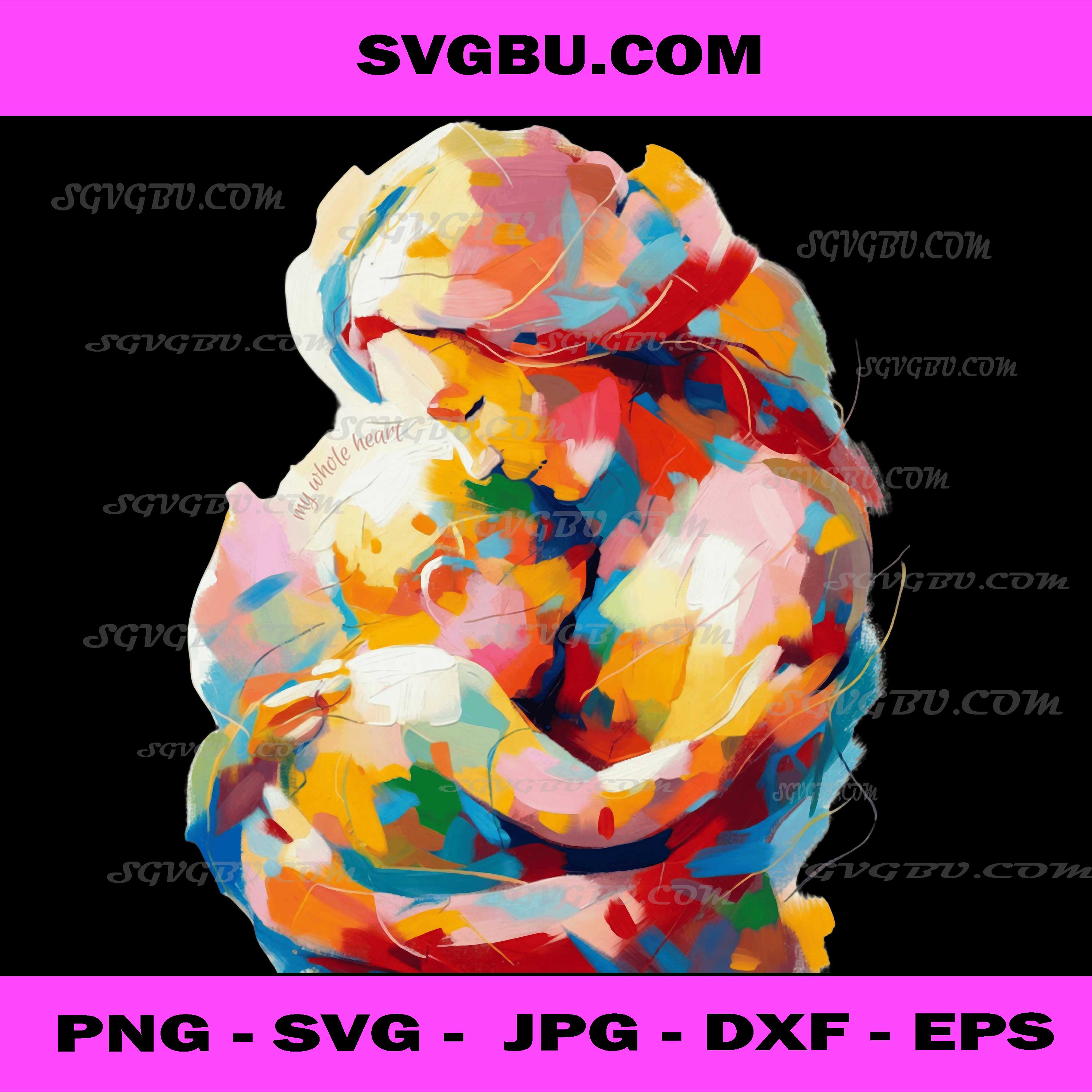 My Whole Heart PNG, Colorful Abstract Mother and Baby Art Print Design