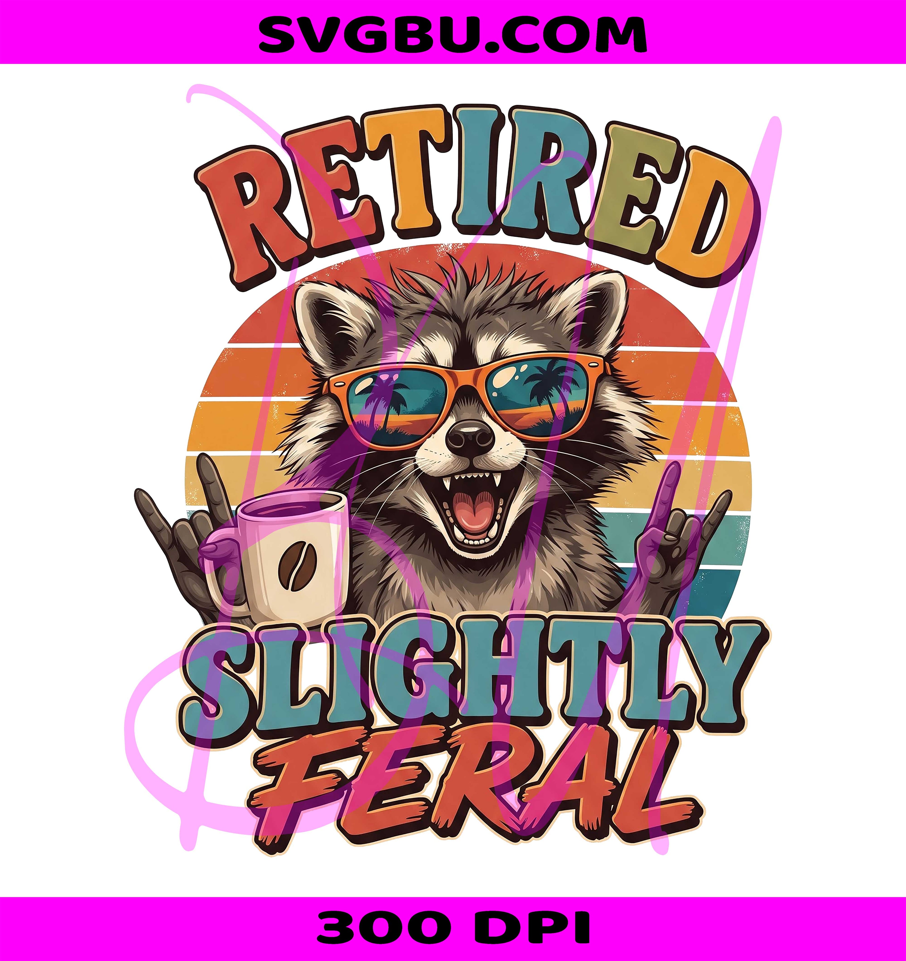 Funny Retirement PNG, Raccoon Coffee PNG, Dopamine Raccoon PNG