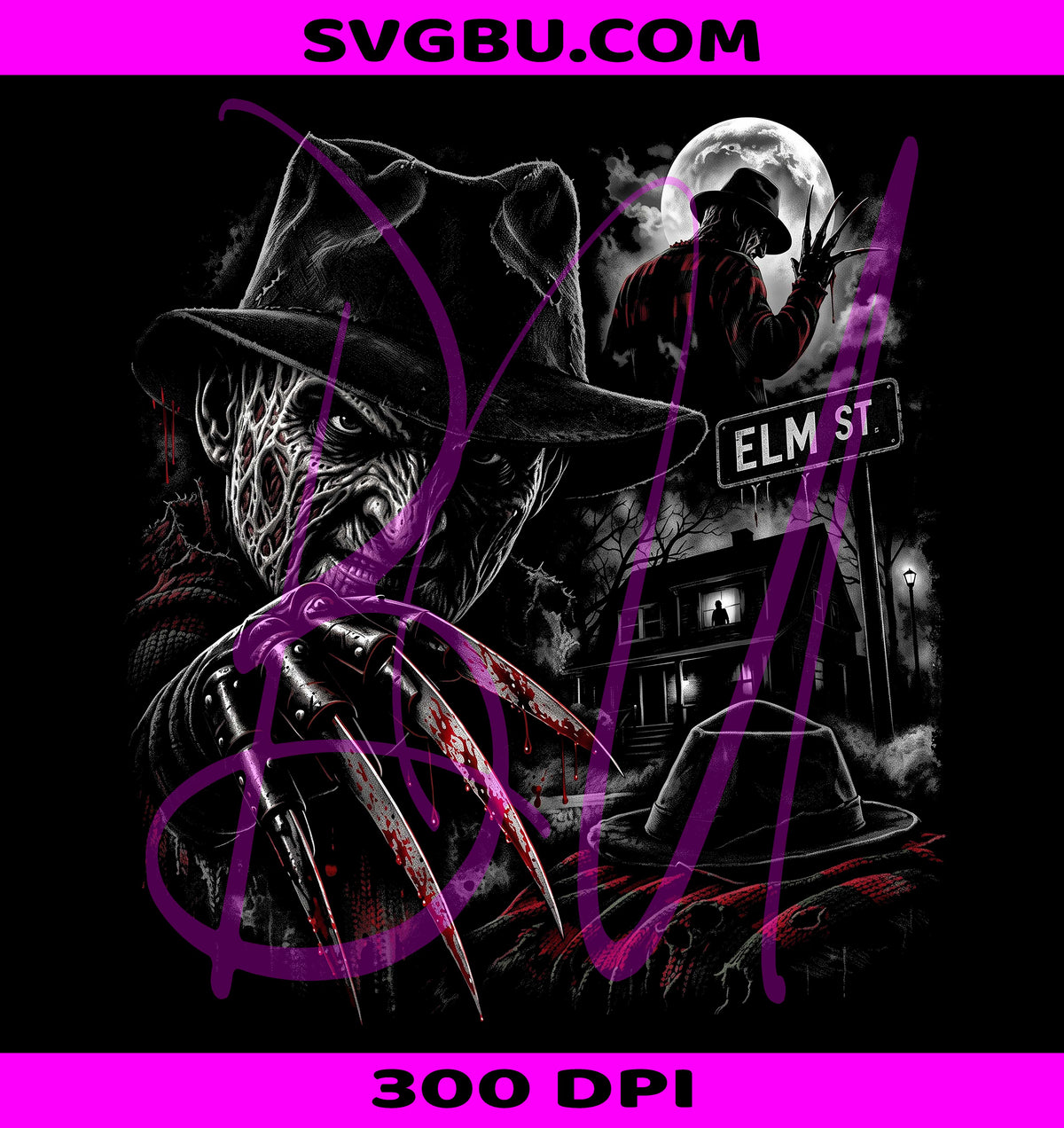 Nightmare Horror PNG, Freddy Elm Street PNG, Slasher Horror PNG