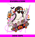 Halloween Ghost Skateboard PNG, Cute Spooky Ghost PNG, Retro Pumpkin Skate PNG