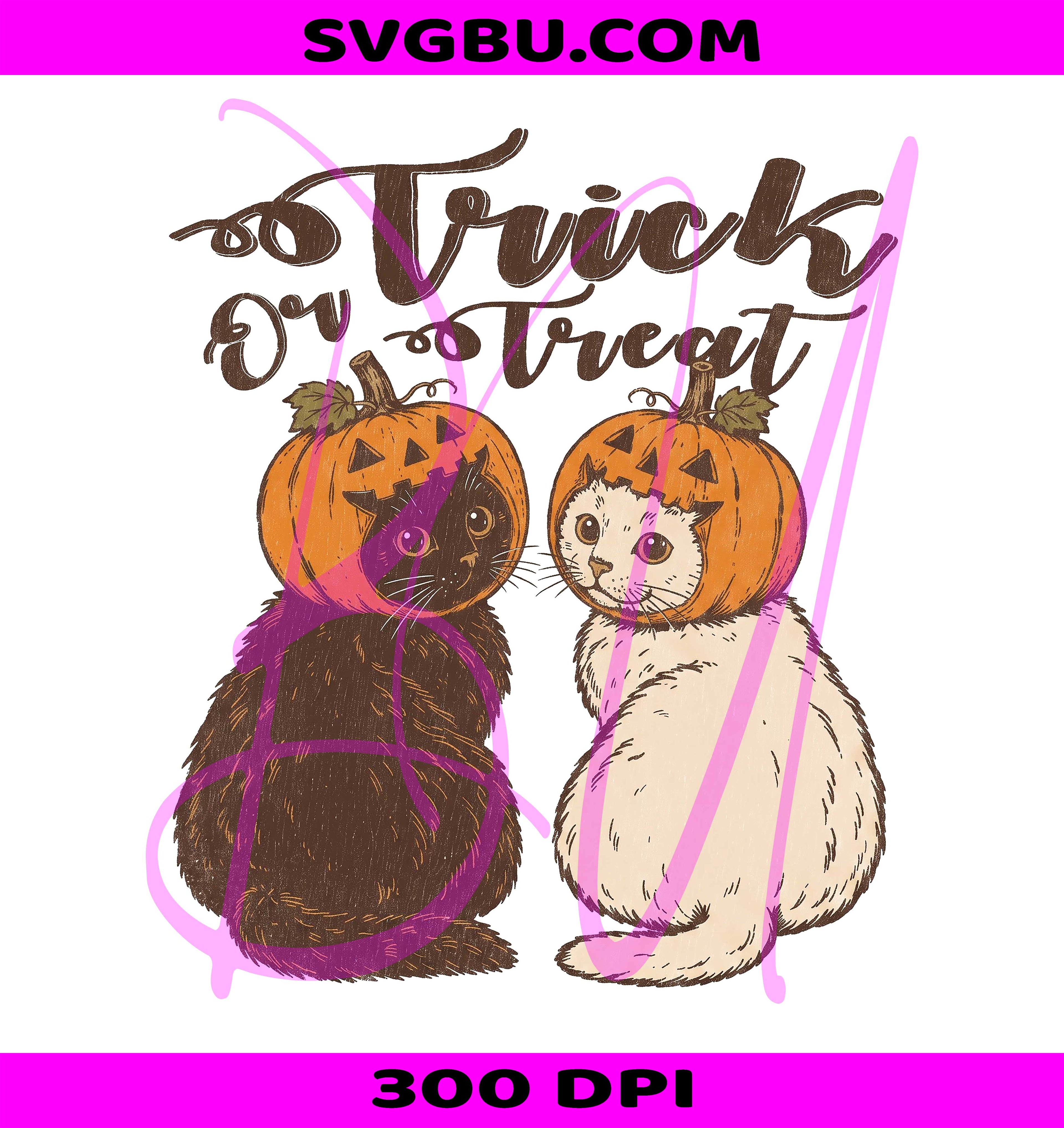 Pumpkin Cat PNG, Trick Or Treat Cat PNG, Retro Halloween Cat PNG