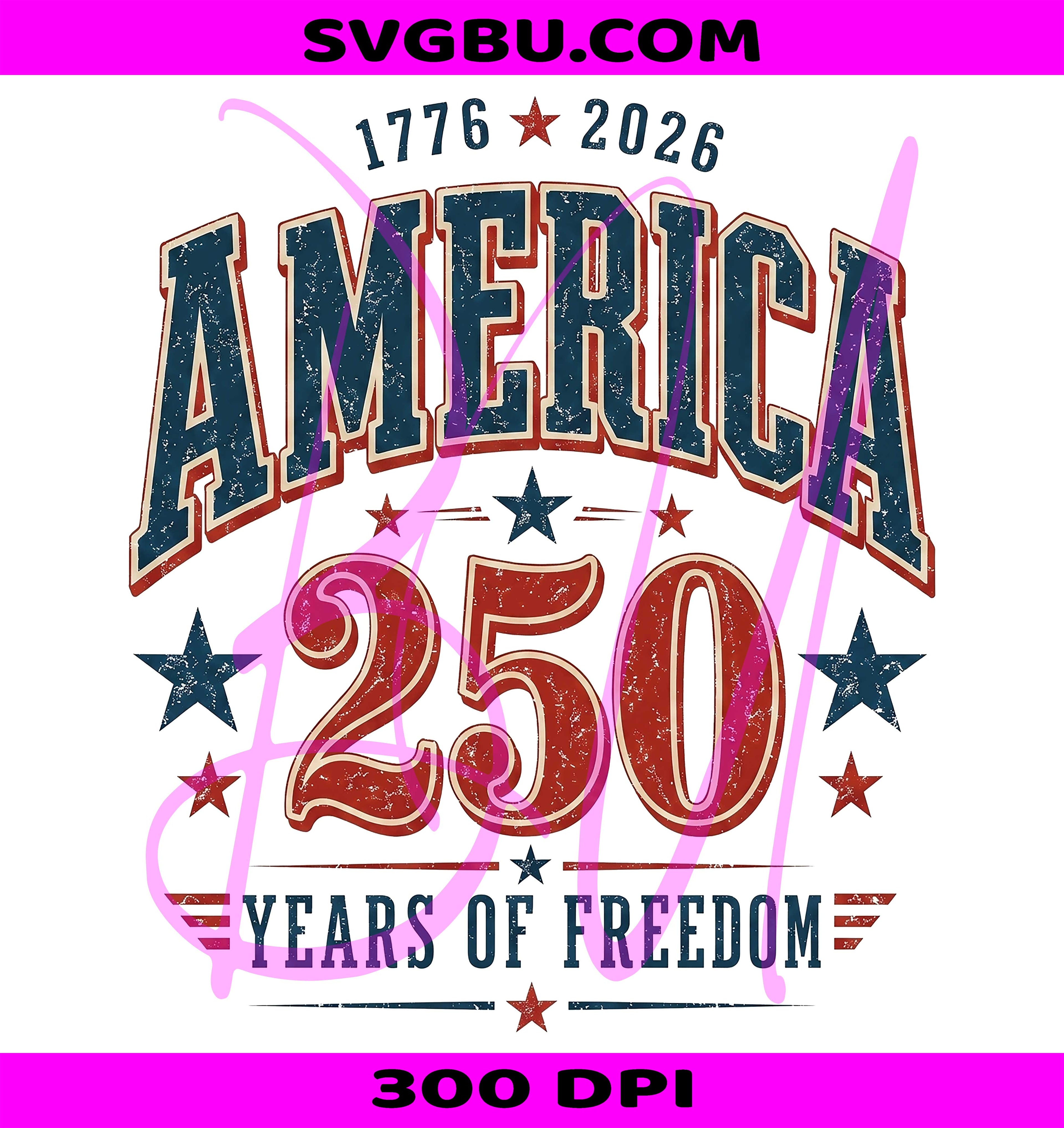 Retro USA 250 PNG, America 250 PNG, Years Freedom PNG