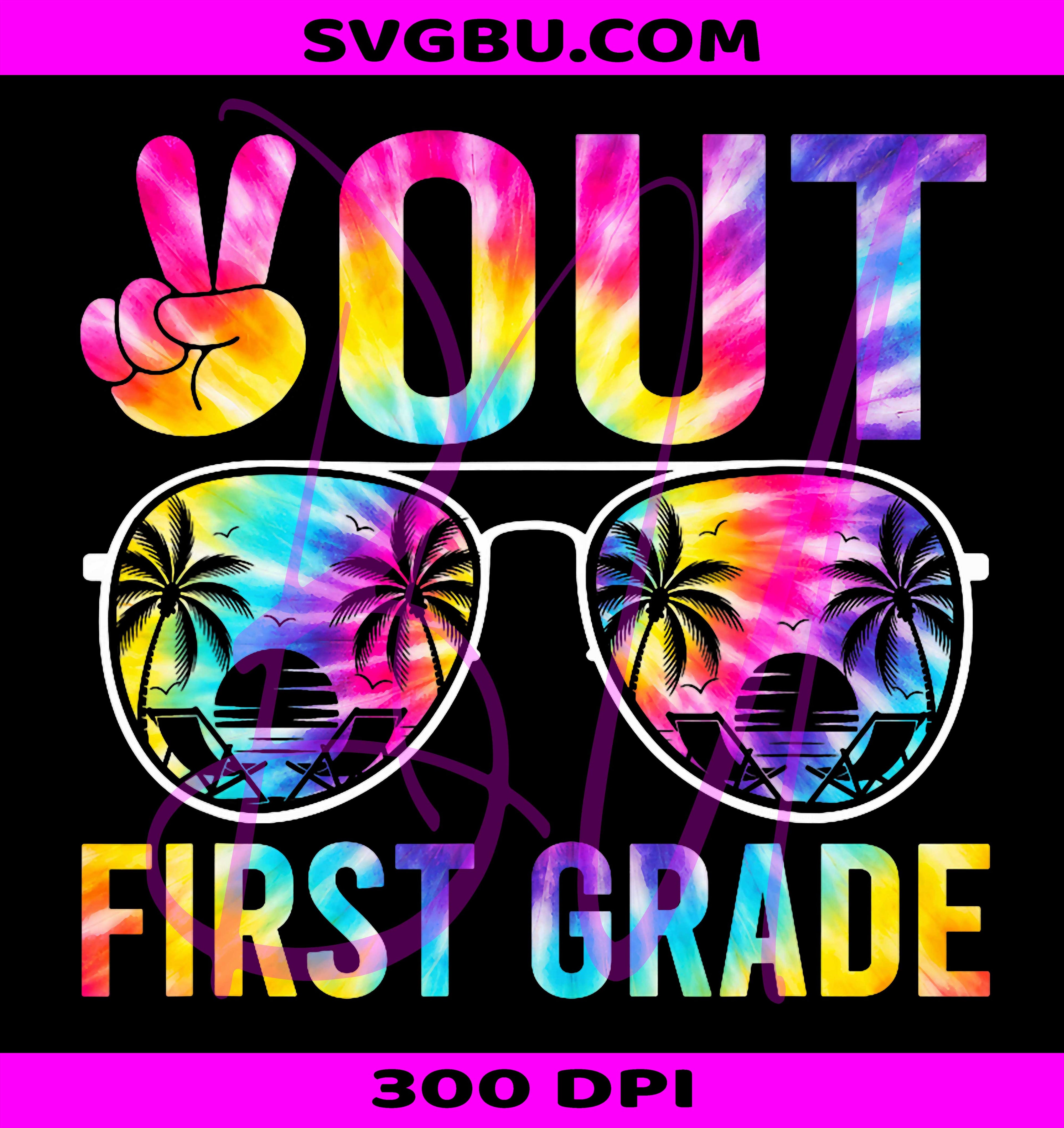 Peace Out First Grade Graduation Tie Dye PNG, Last Day Of School PNG