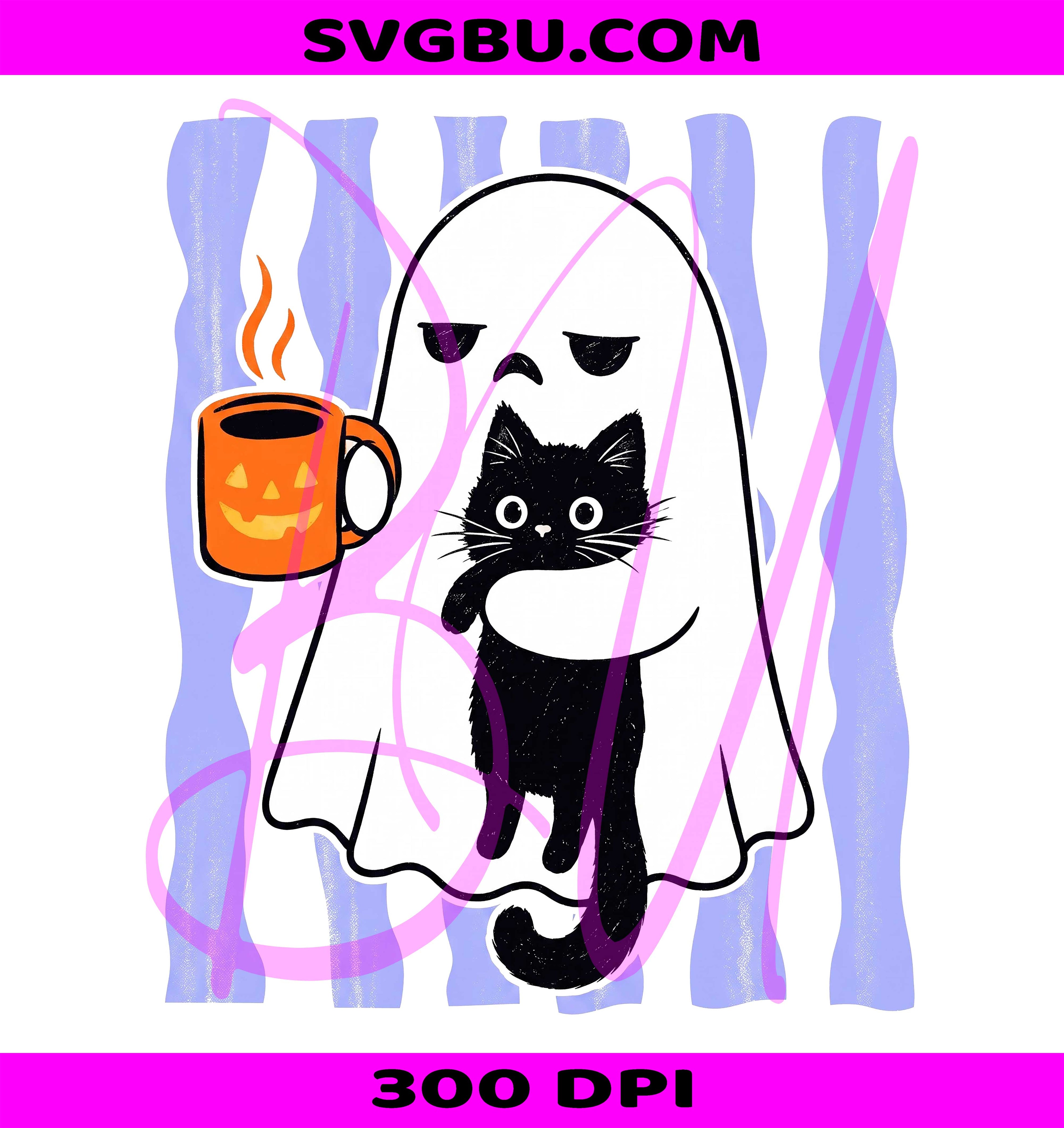 Ghost Cat PNG, Spooky Black Cat PNG, Introvert Coffee PNG