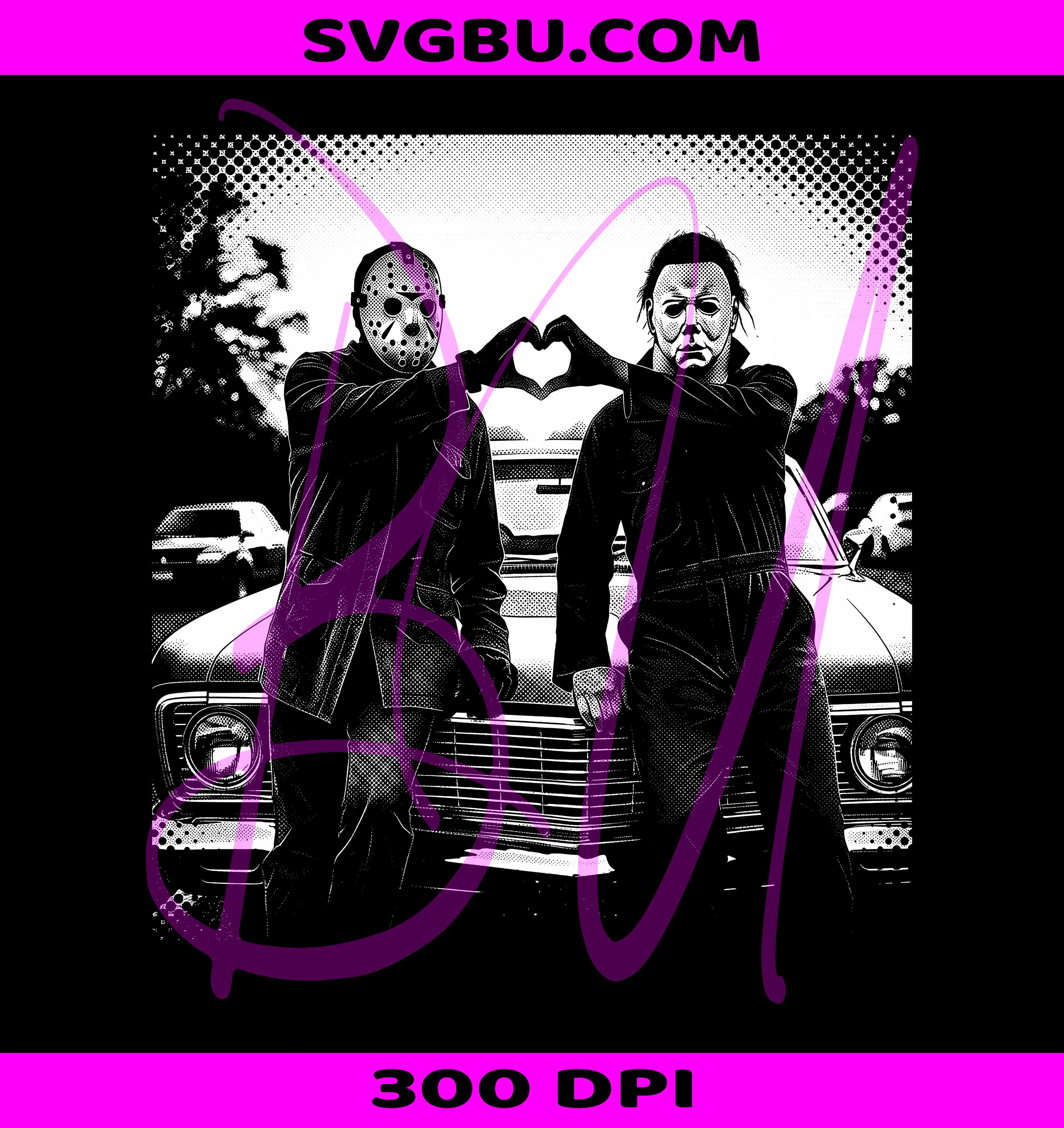 Slasher Best Friends PNG, Jason and Michael Myers PNG, Heart Hands Horror PNG