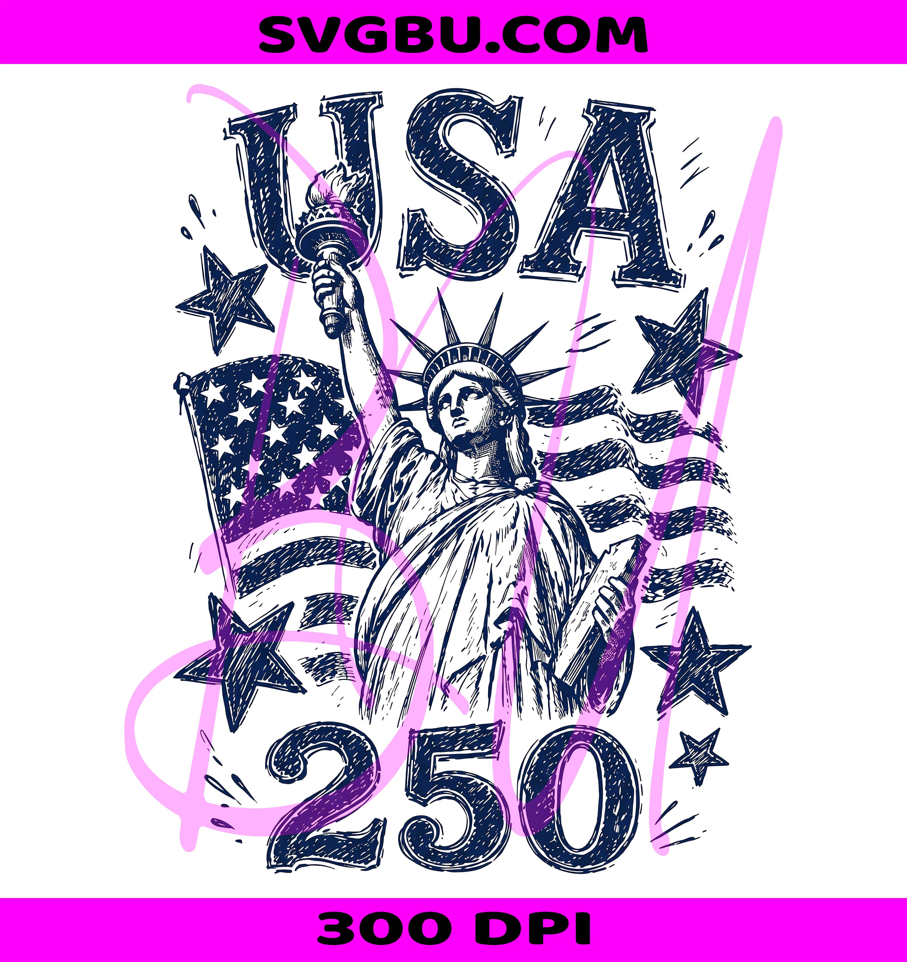 USA 250 PNG, Statue Of Liberty PNG, Patriotic Flag Stars PNG