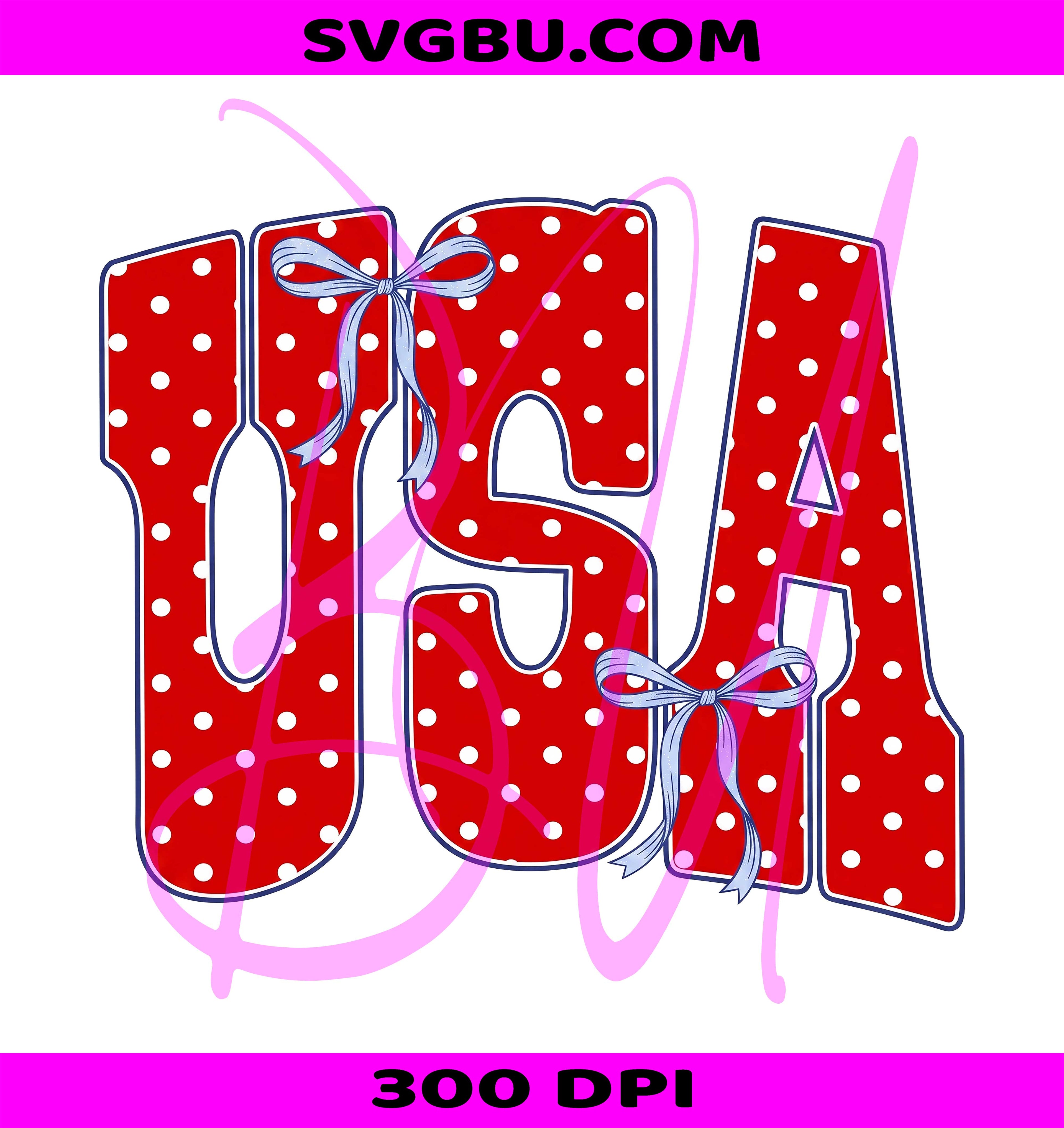 Polka Dot USA PNG, USA Letters PNG, USA Bow PNG