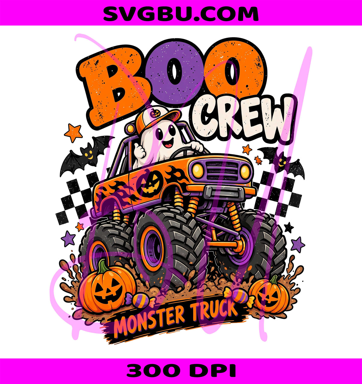 Halloween Kids Monster Truck PNG, Halloween Kids Truck PNG, Boo Crew Kids PNG