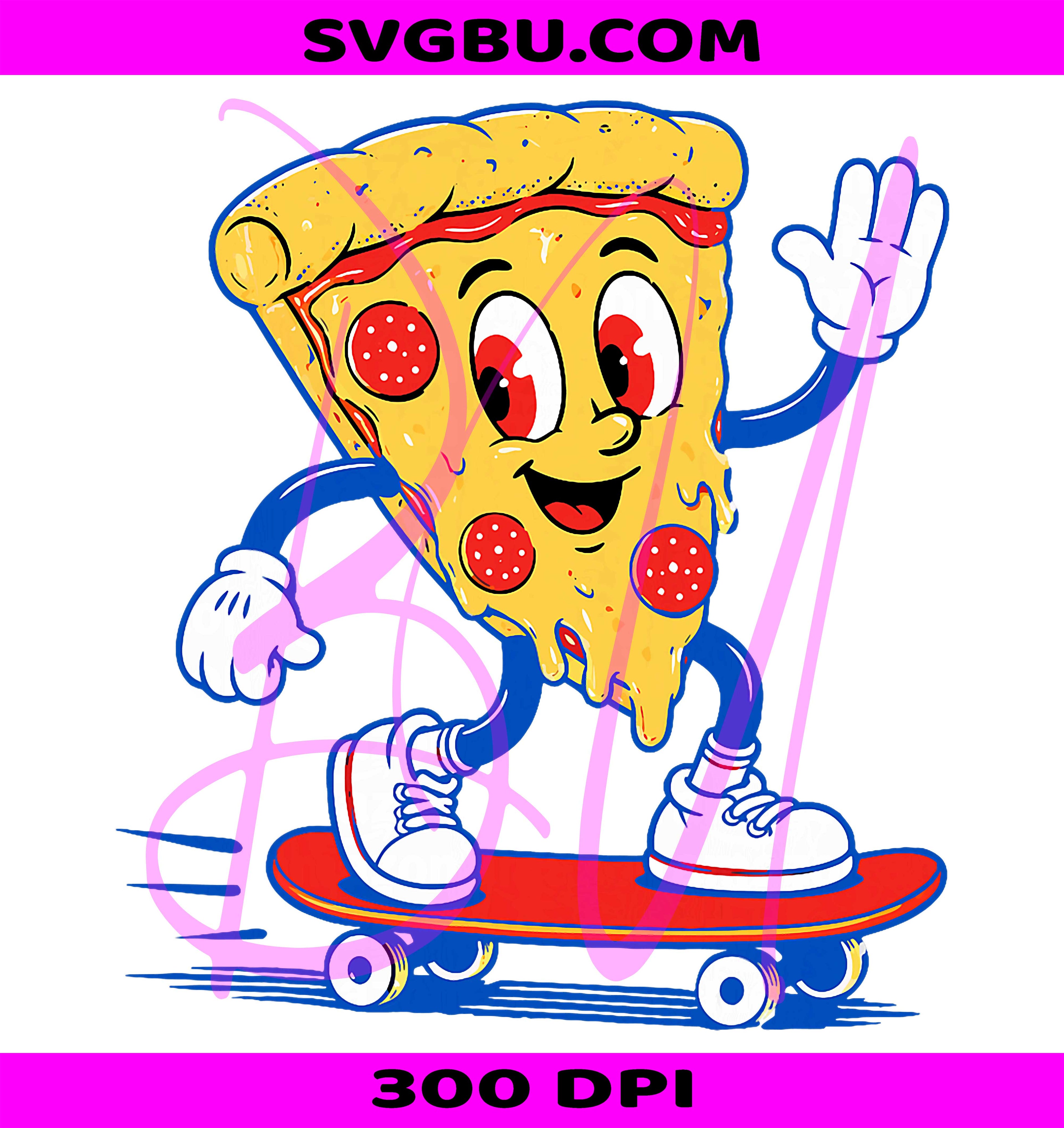 Pizza Slice Skateboarding Fun Graphic PNG, Food Lovers Design PNG