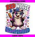 Red White Unsupervised PNG, Patriotic Opossum PNG, Funny 4th Of July PNG