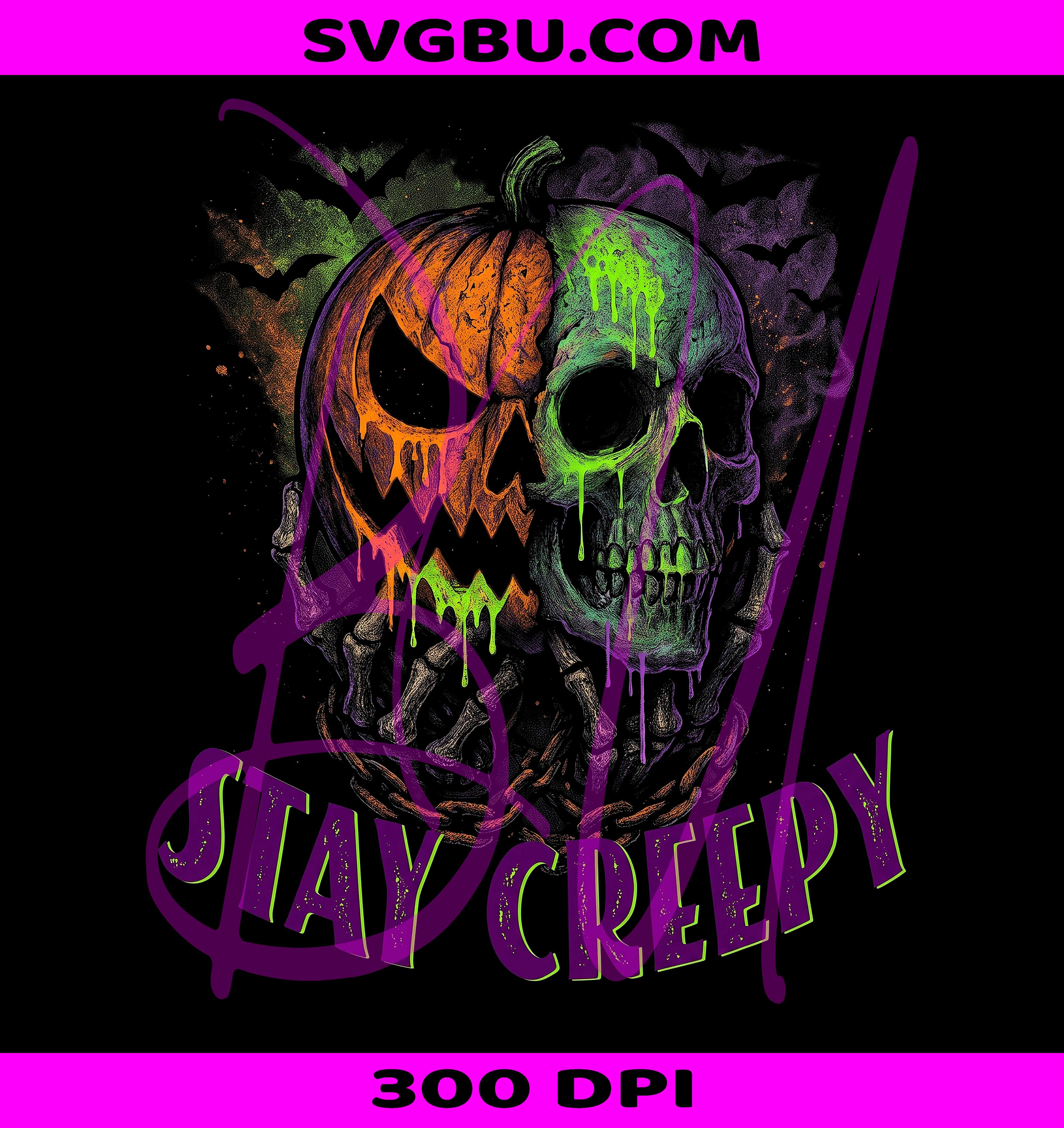 Pumpkin Skull PNG, Gothic Halloween PNG, Neon Spooky PNG