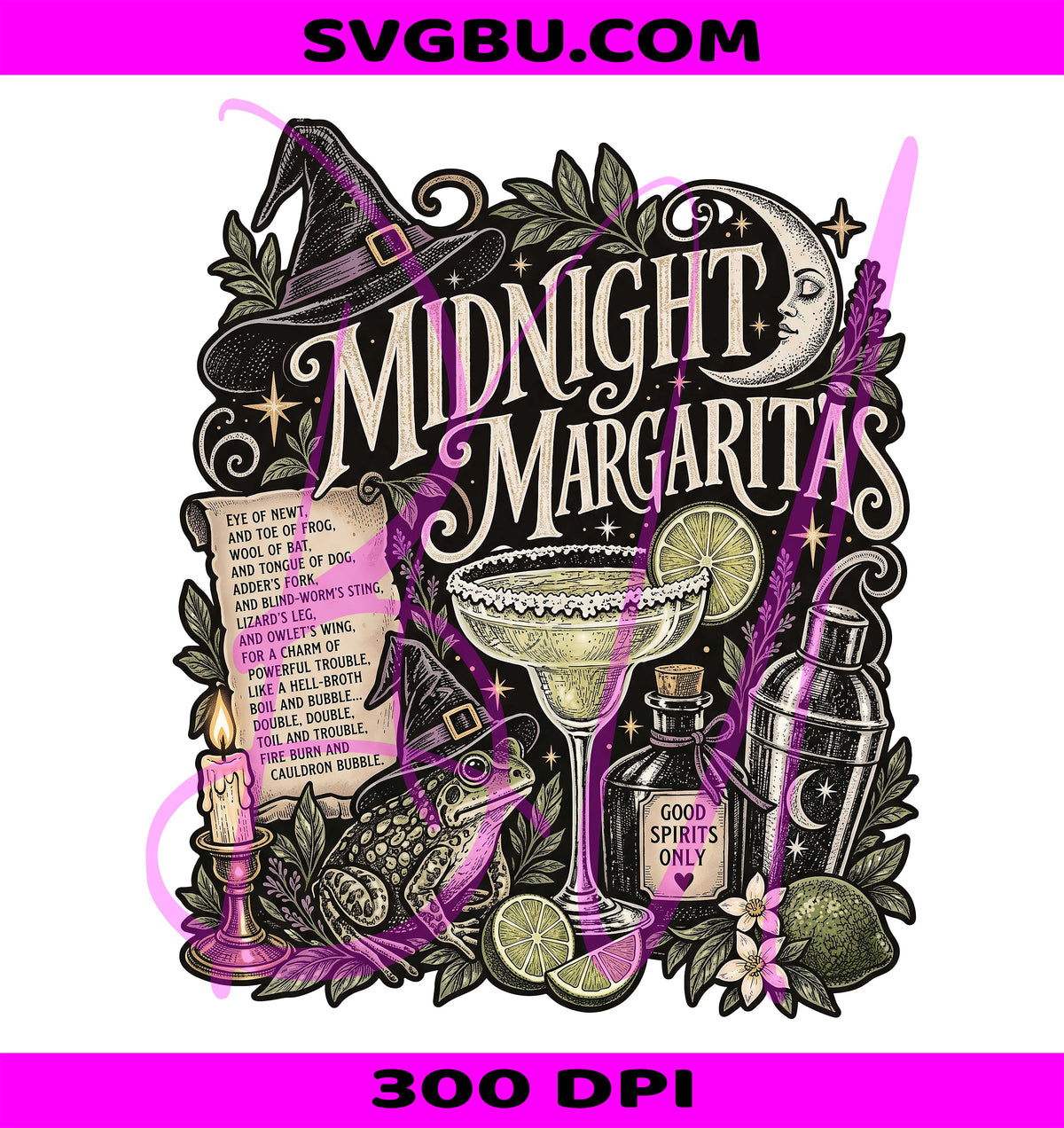 Midnight Margaritas PNG, Spooky Margarita Halloween PNG, Witch Cocktail PNG