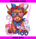 Red White And Moo PNG, Highland Cow PNG, Patriotic Cow PNG