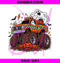 Halloween Monster Truck PNG, Ghost Pumpkin Mud Truck PNG, Spooky Boys Graphic PNG