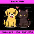Cute Dog And Grumpy Cat PNG, Best Friends Art PNG, Kawaii Pet Duo PNG