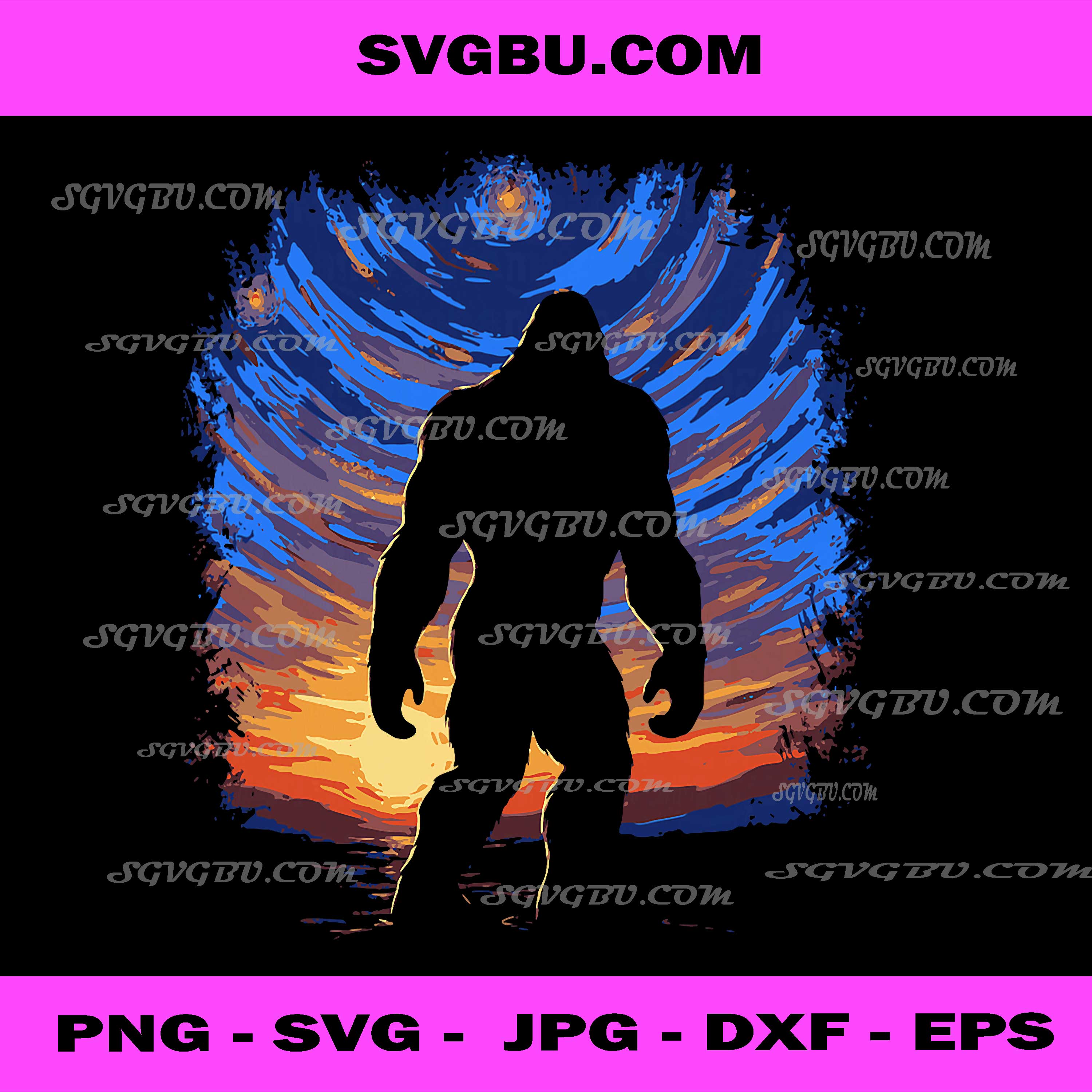 Van Gogh Bigfoot Starry Night PNG, Retro Vintage Cryptid Graphic PNG