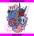 Patriotic Groovy PNG, Retro 4th of July PNG, USA Flag Heart PNG