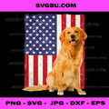 Golden Retriever American Flag PNG, Patriotic Dog PNG, USA Puppy Art PNG