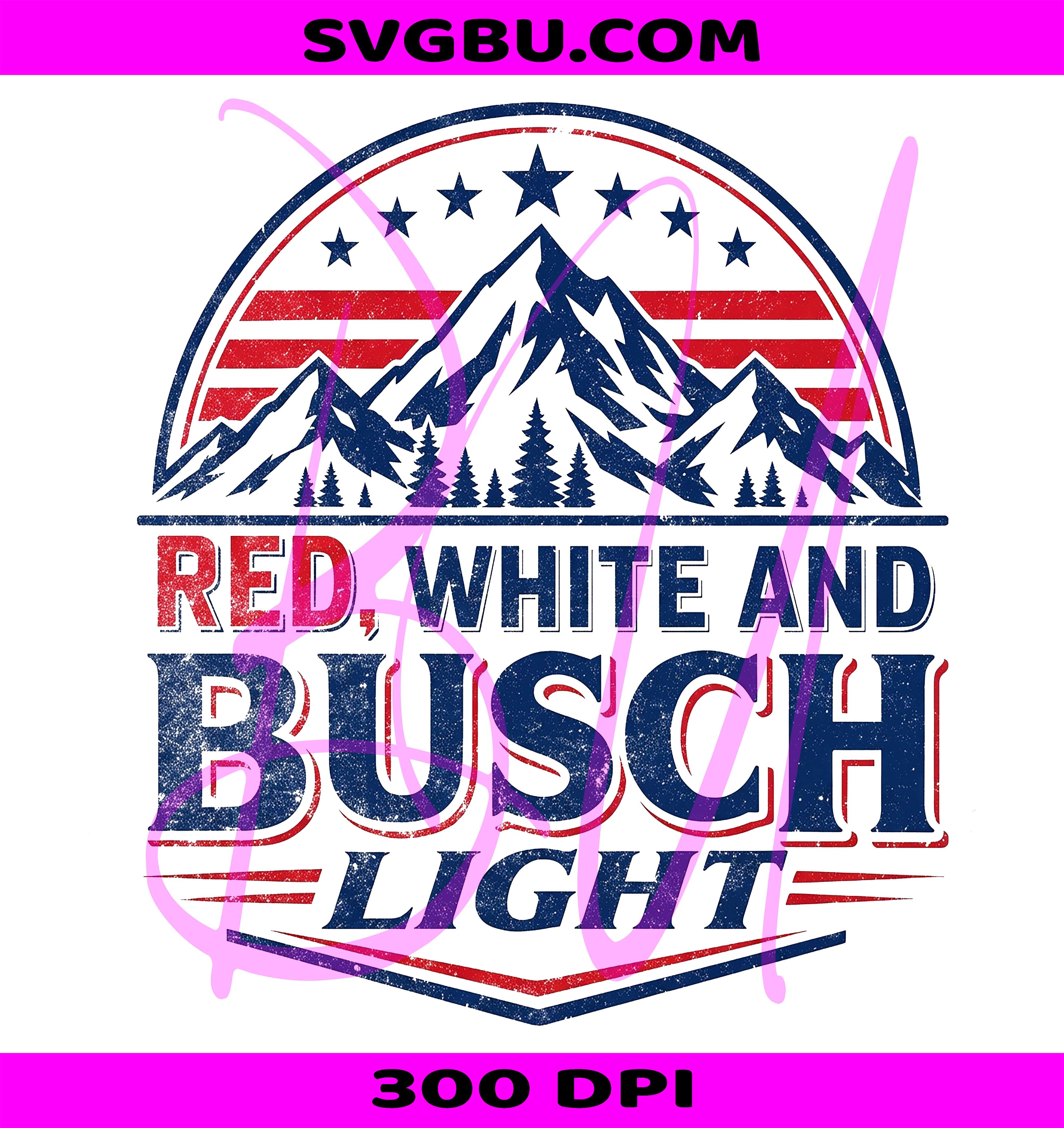 Red White And Busch Light PNG, Patriotic Mountain Lake PNG, 4th Of July PNG