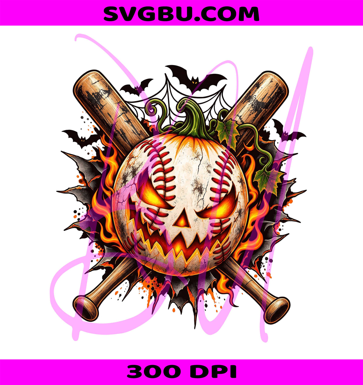 Halloween Baseball PNG, Pumpkin Baseball PNG, Spooky Baseball PNG