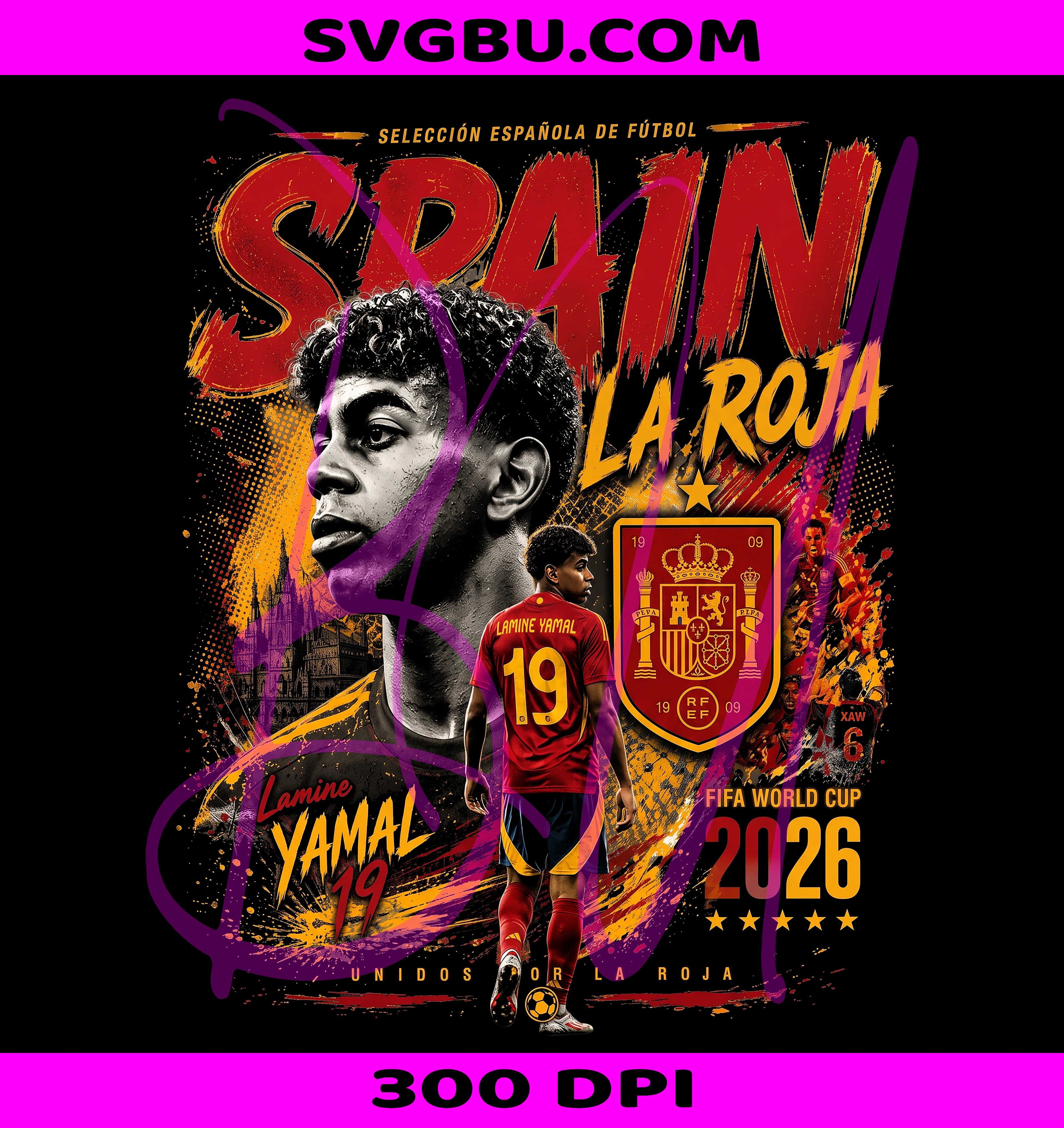 Spain Football Shirt 2026 PNG, Lamine Yamal Graphic PNG, La Roja Soccer PNG