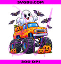 Halloween Monster Truck PNG, Ghost Pumpkin Truck PNG, Cute Spooky Truck PNG