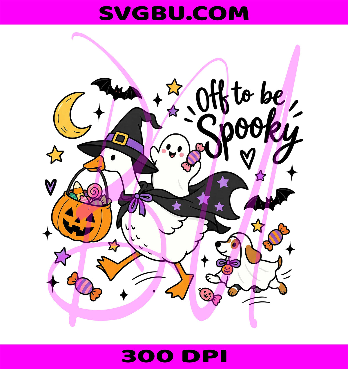Off To Be Spooky PNG, Funny Ghost Goose PNG, Witch Hat Goose PNG