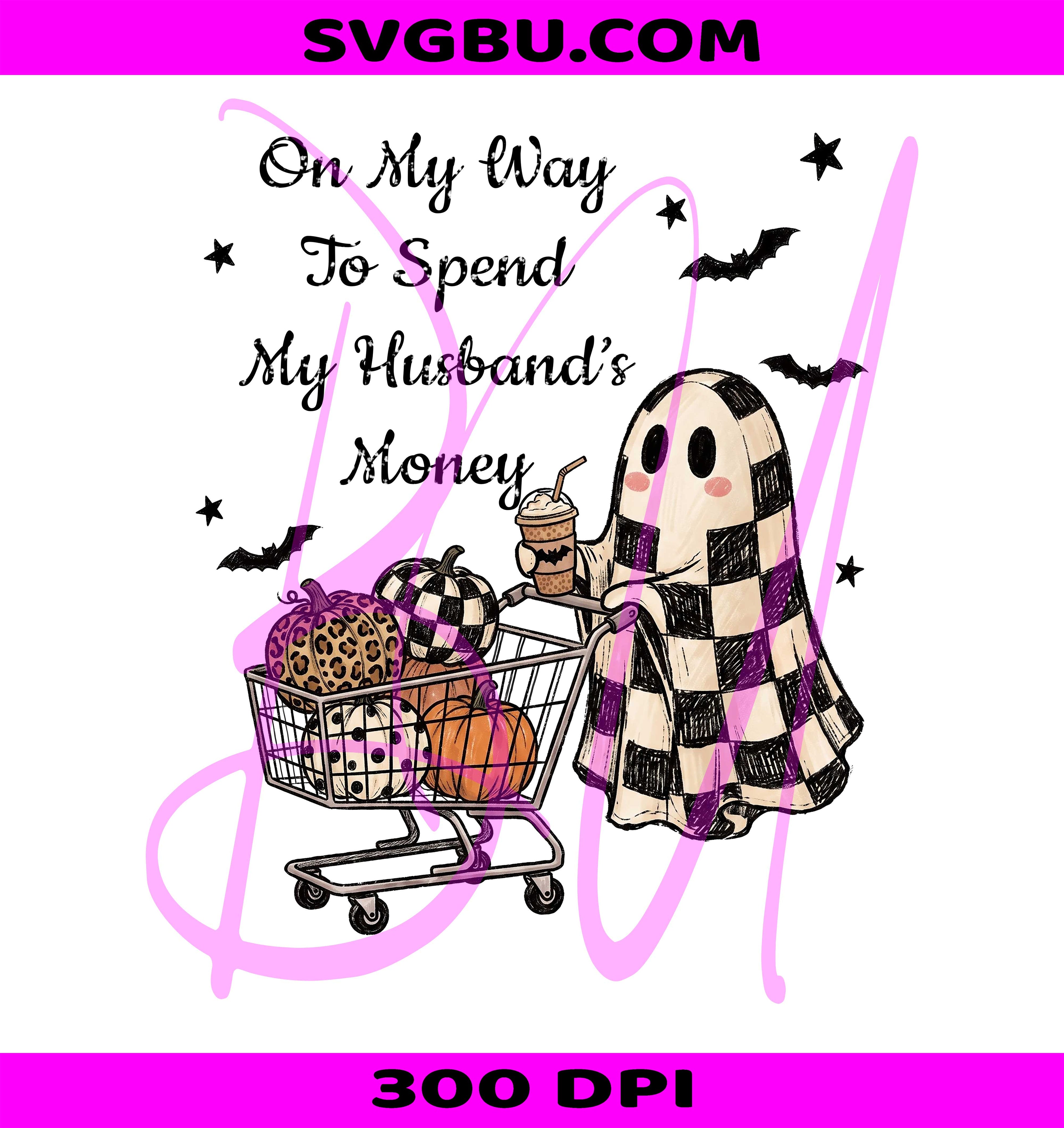 Halloween Ghost PNG, Ghost Shopping PNG, Spend Husband Money PNG