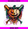 Pumpkin Halloween Baseball PNG, Dripping Pumpkin PNG, Spooky Sports PNG