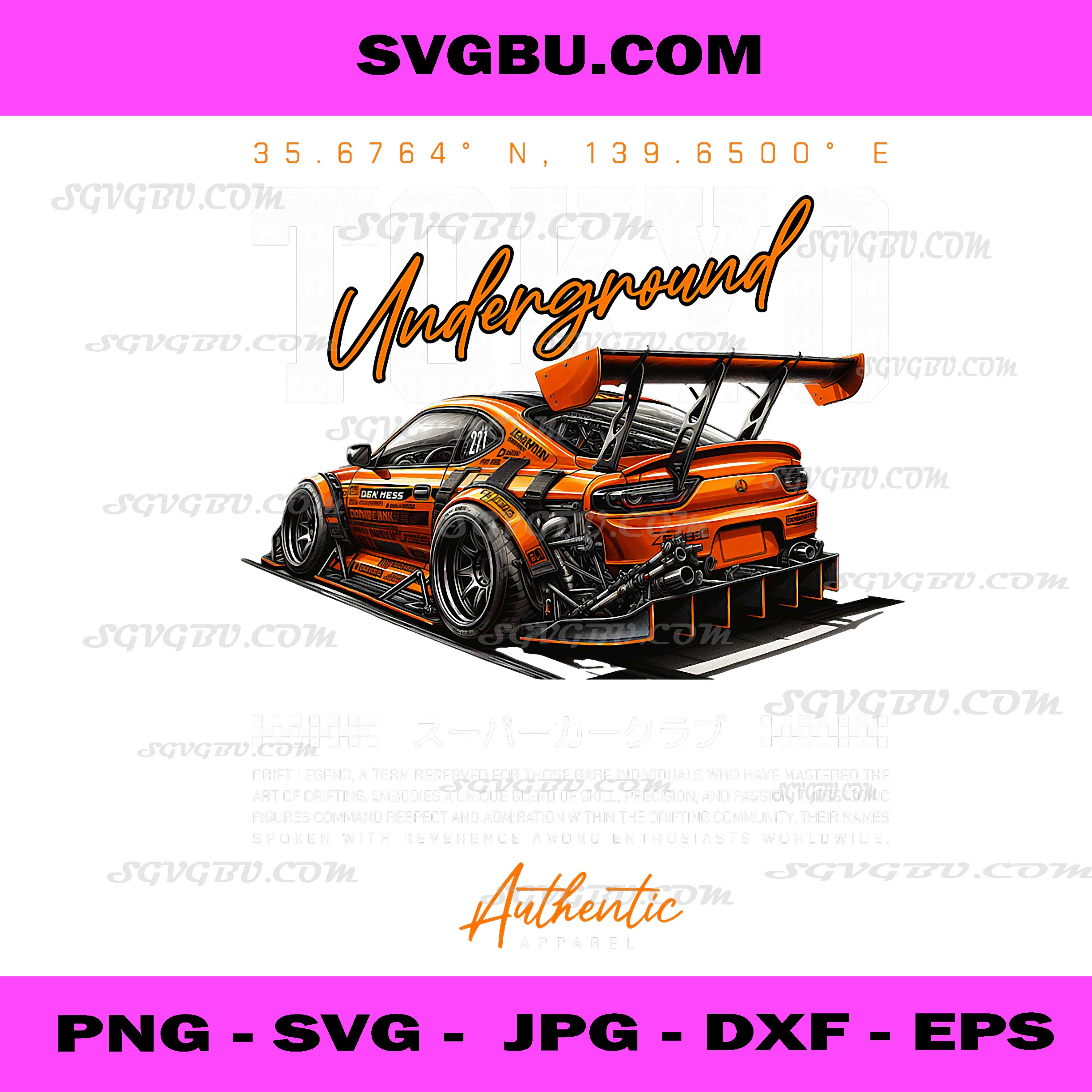 Cool Retro Vintage Japanese, JDM Tokyo Japan Drift Race Car PNG
